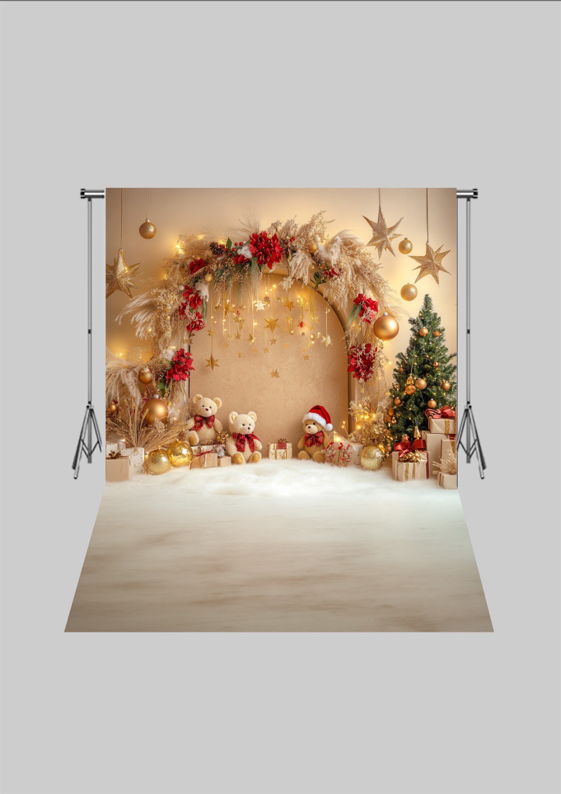 Yeni Yıl  - Üç Boyutlu Çocuk Kumaş Fotoğraf Fonu - Fabric Photography Backdrop ( 2X2,5 MT)