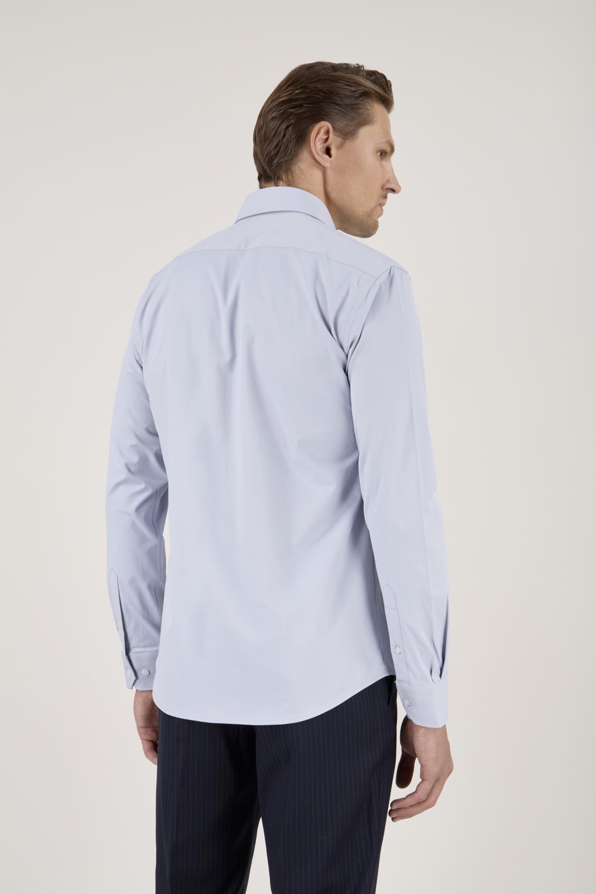 Erkek Slim Fit Açık Gri Gömlek
