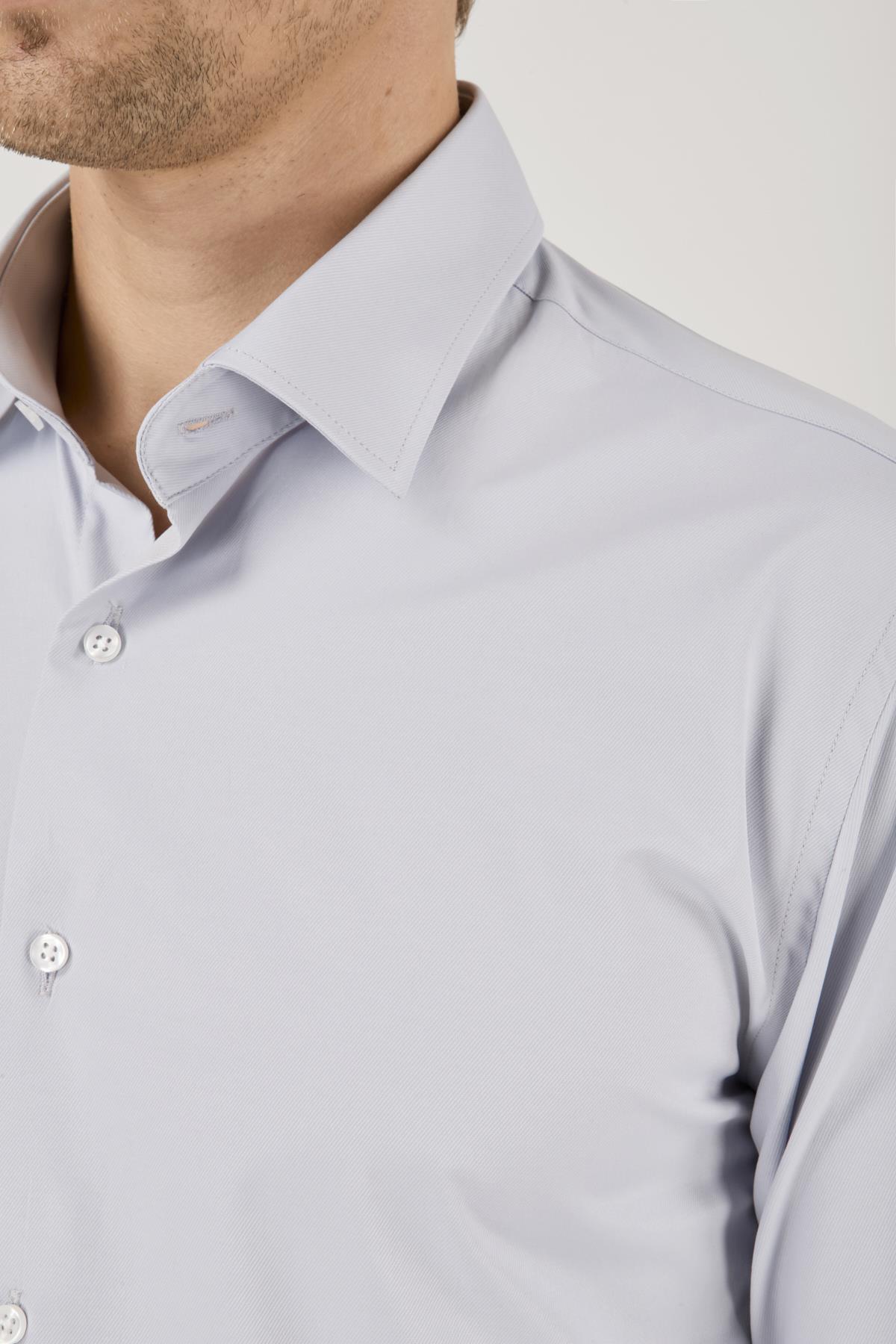 Erkek Slim Fit Açık Gri Gömlek