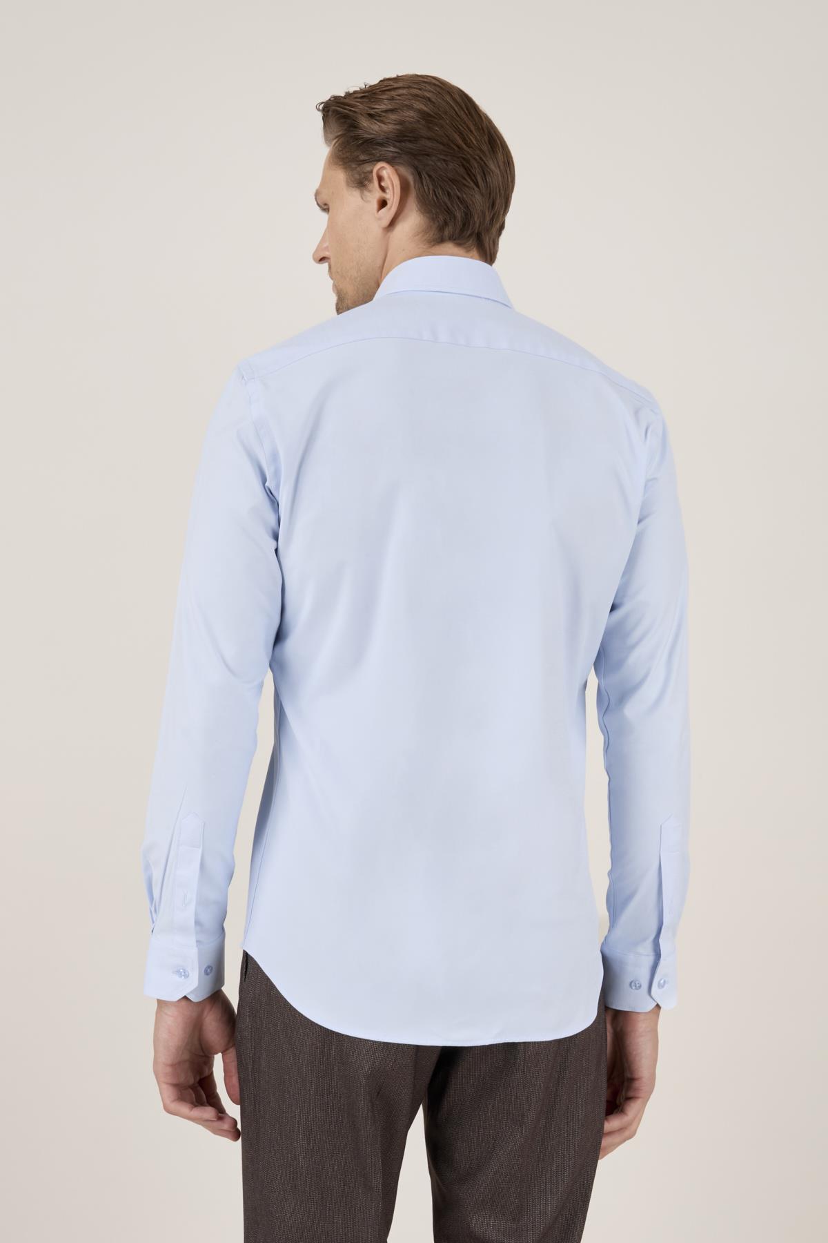 Erkek Slim Fit Açık Mavi Gömlek