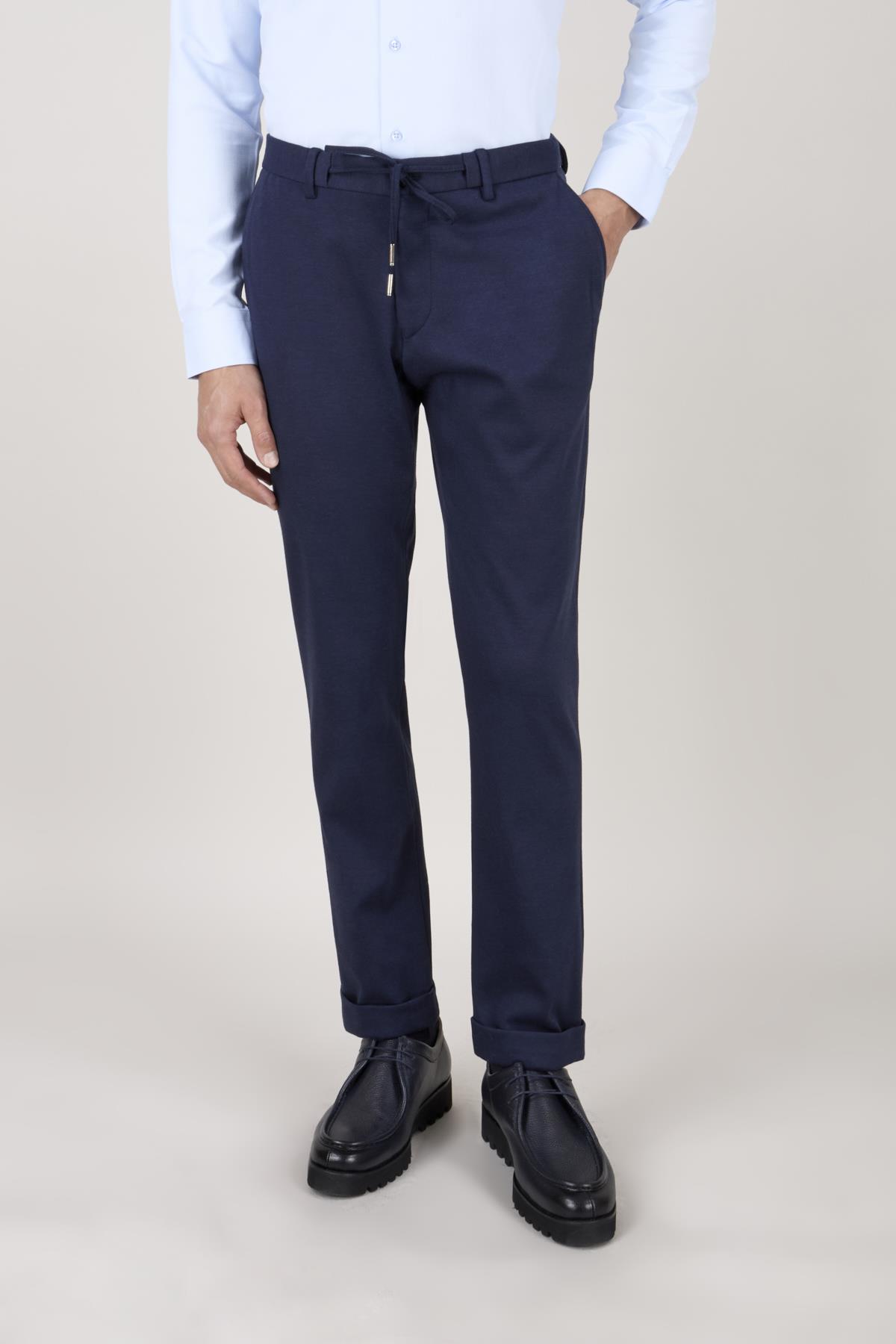 Erkek Slim Fit Mono Yaka Açık Lacivert Yarım Astar Takım Elbise