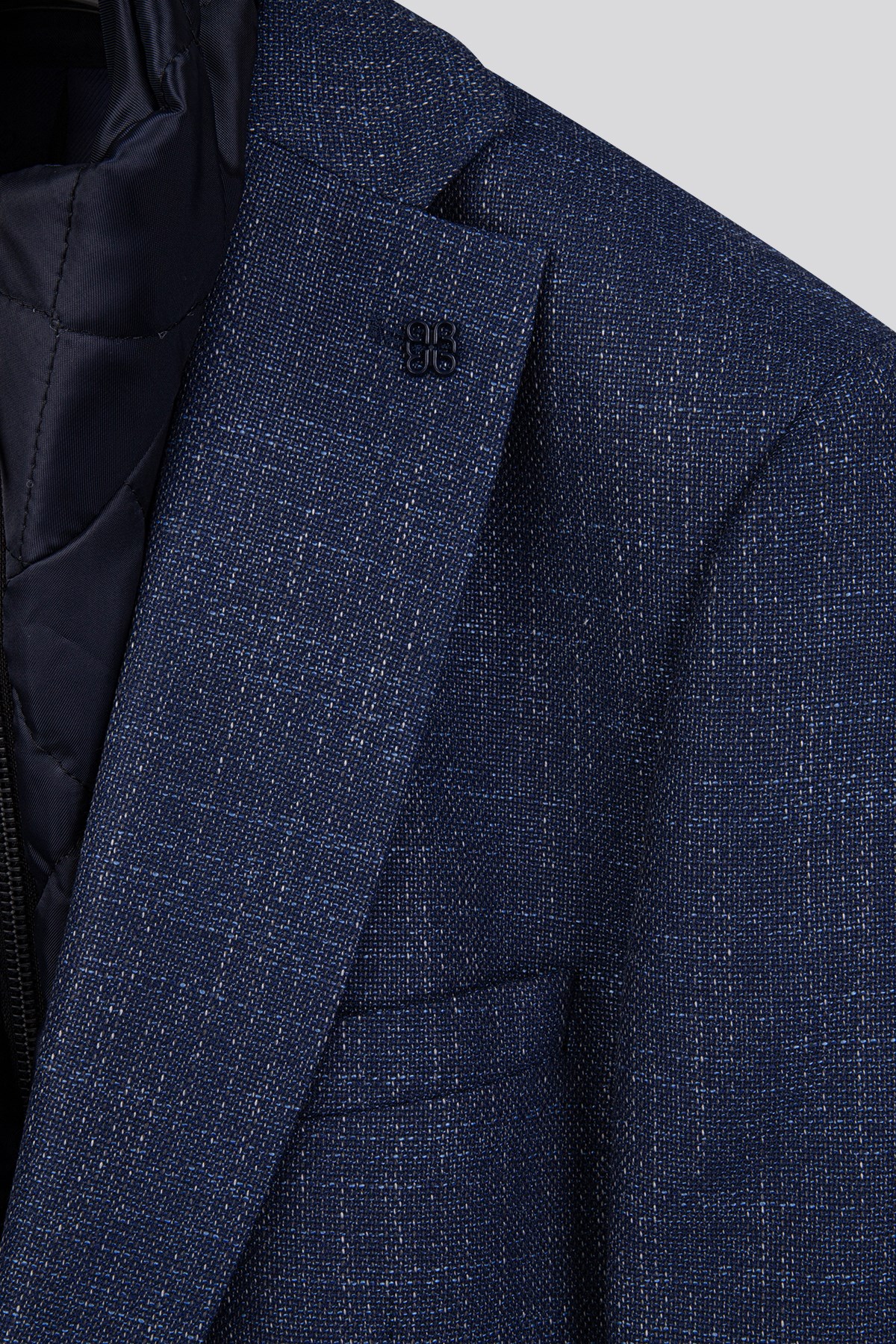 Erkek Slim Fit Mono Yaka Çıkarılabilir Kapitone Astarlı Açık Lacivert Ceket