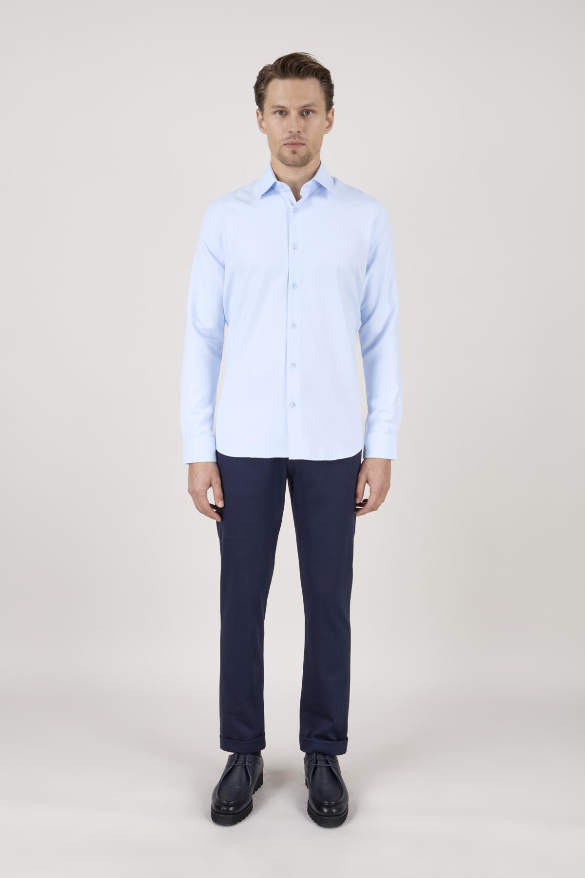 Erkek Slim Fit Açık Mavi Gömlek