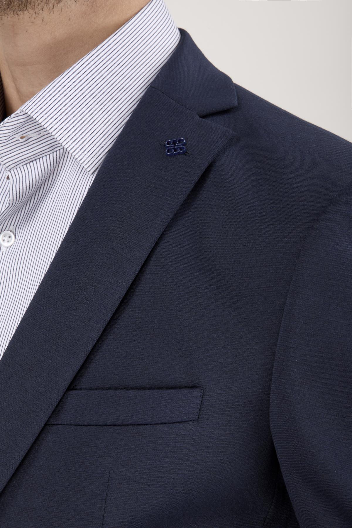 Erkek Slim Fit Mono Yaka Açık Lacivert Yarım Astar Takım Elbise