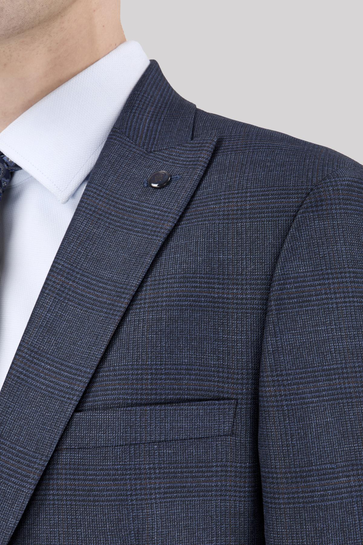 Erkek Slim Fit Sivri Yaka Açık Lacivert Ceket