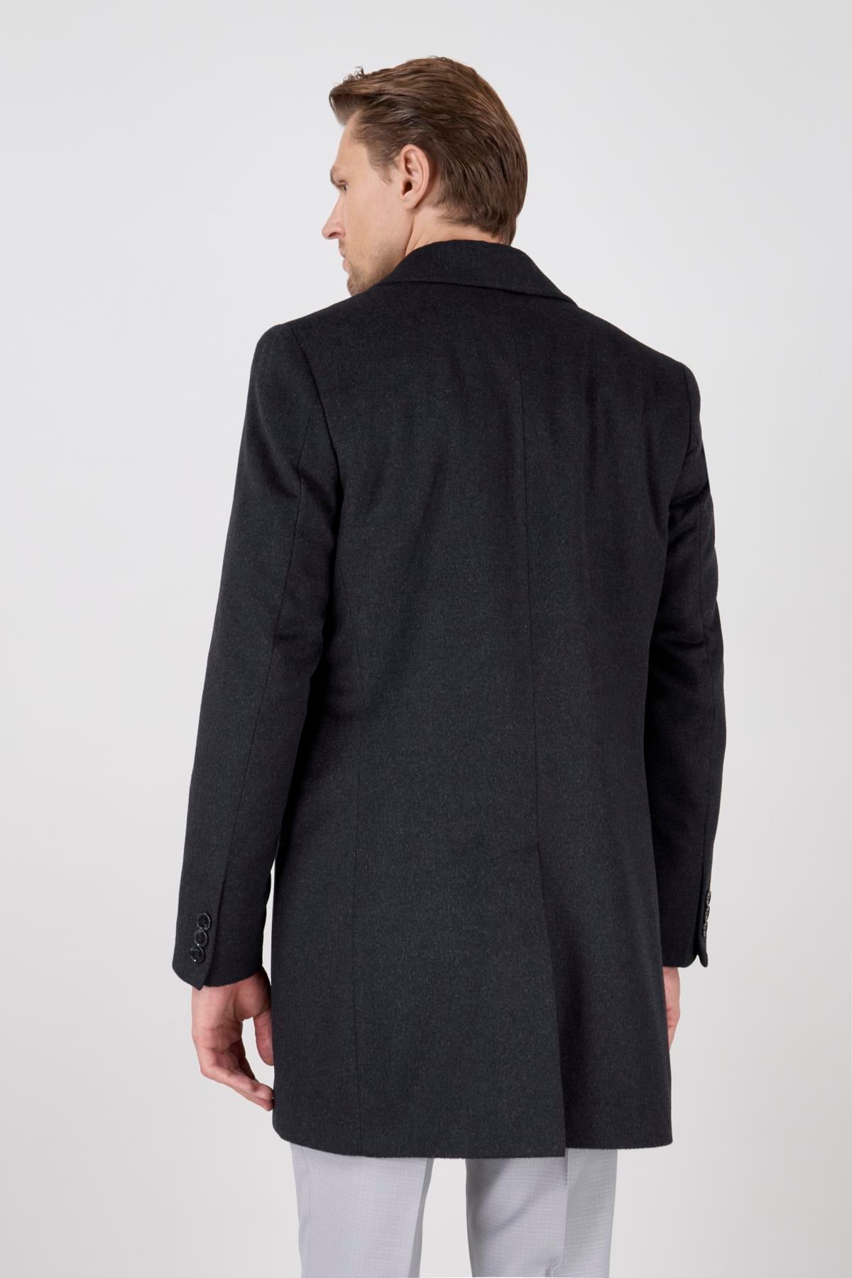 Erkek Antrasit Kaşe Kaban