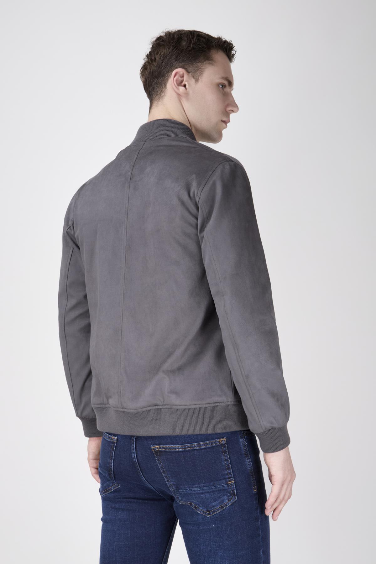 Erkek Antrasit Süet Casual Ceket