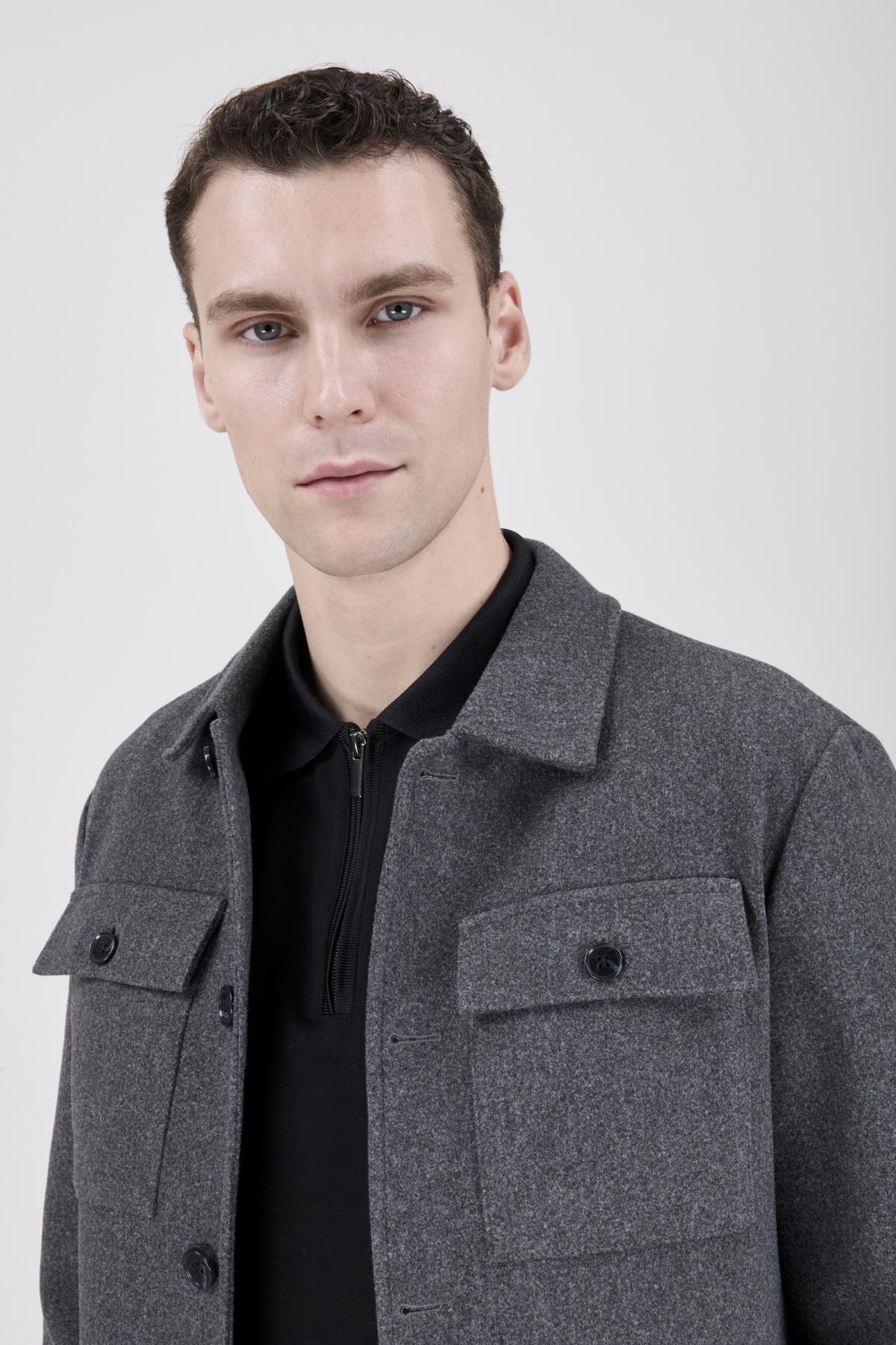 Erkek Antrasit Bebe Yaka Mont