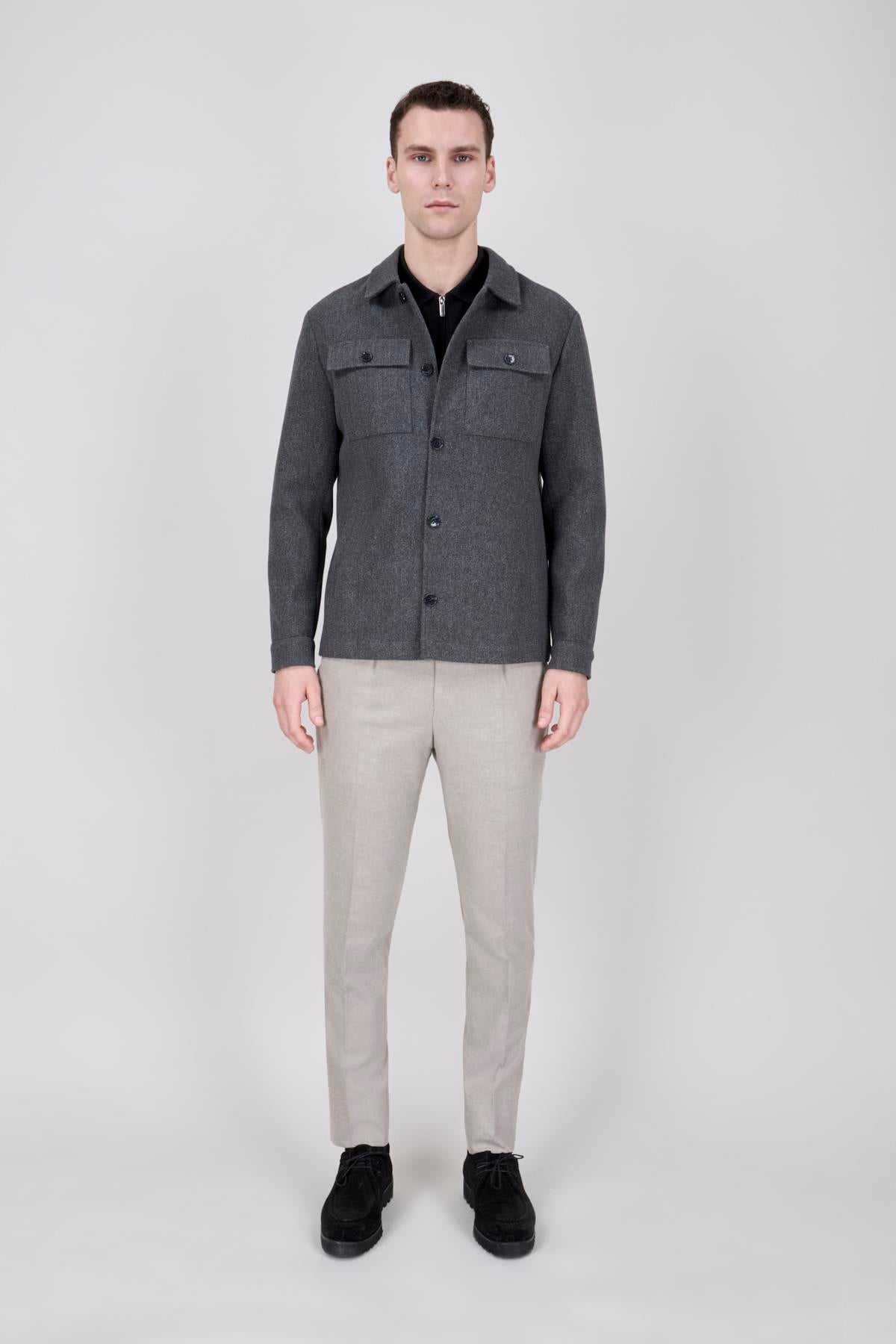 Erkek Antrasit Bebe Yaka Mont