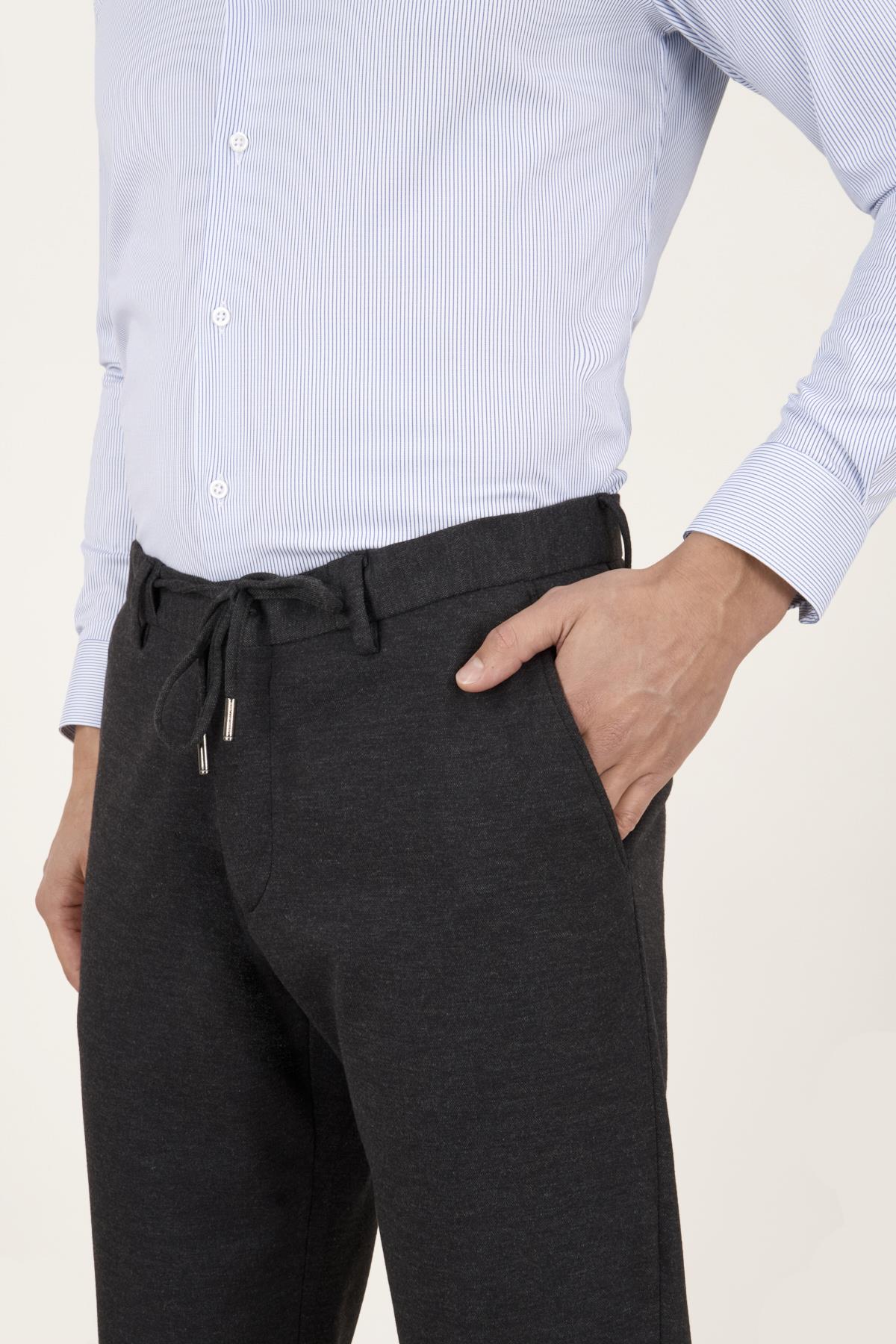 Erkek Slim Fit Mono Yaka Antrasit Yarım Astar Takım Elbise