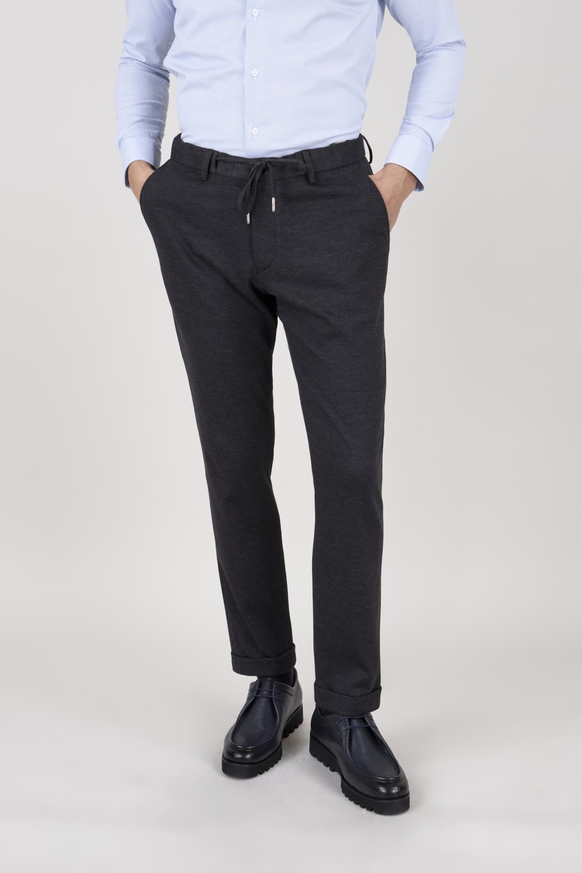 Erkek Slim Fit Mono Yaka Antrasit Yarım Astar Takım Elbise
