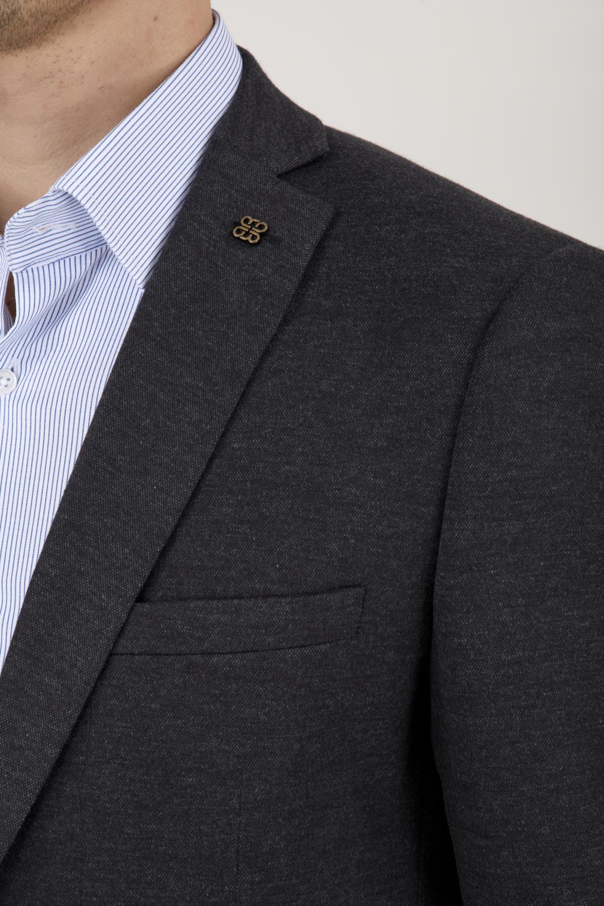 Erkek Slim Fit Mono Yaka Antrasit Yarım Astar Takım Elbise