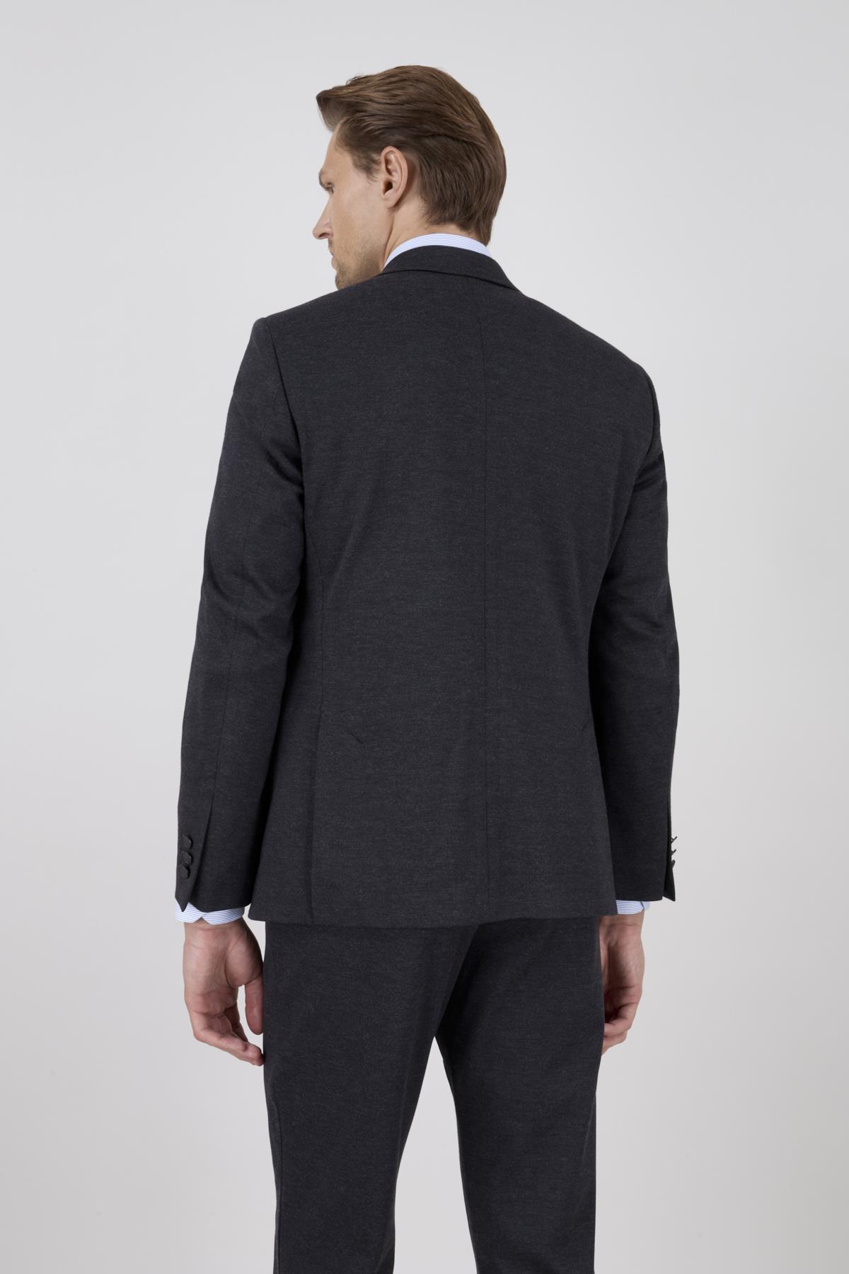 Erkek Slim Fit Mono Yaka Antrasit Yarım Astar Takım Elbise