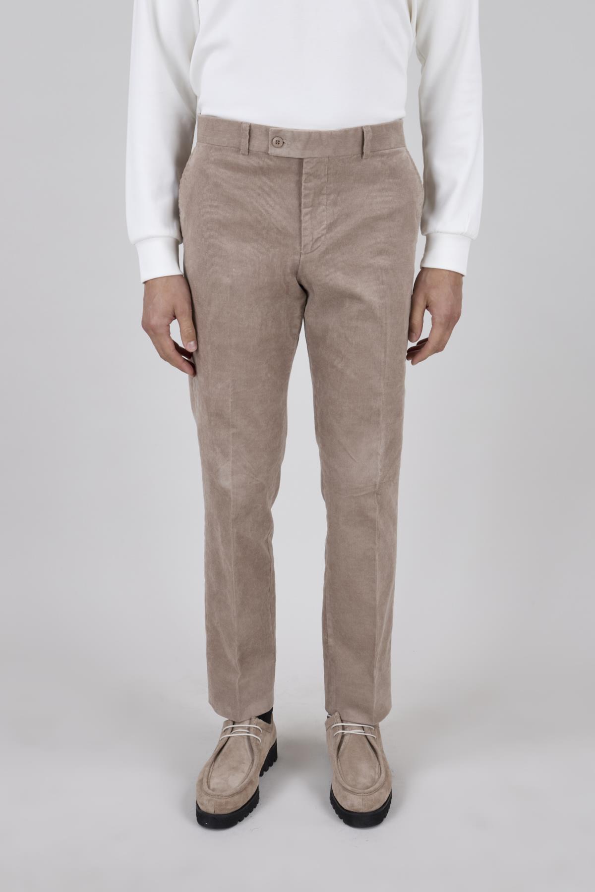 Erkek Bej Kadife Spor Pantolon