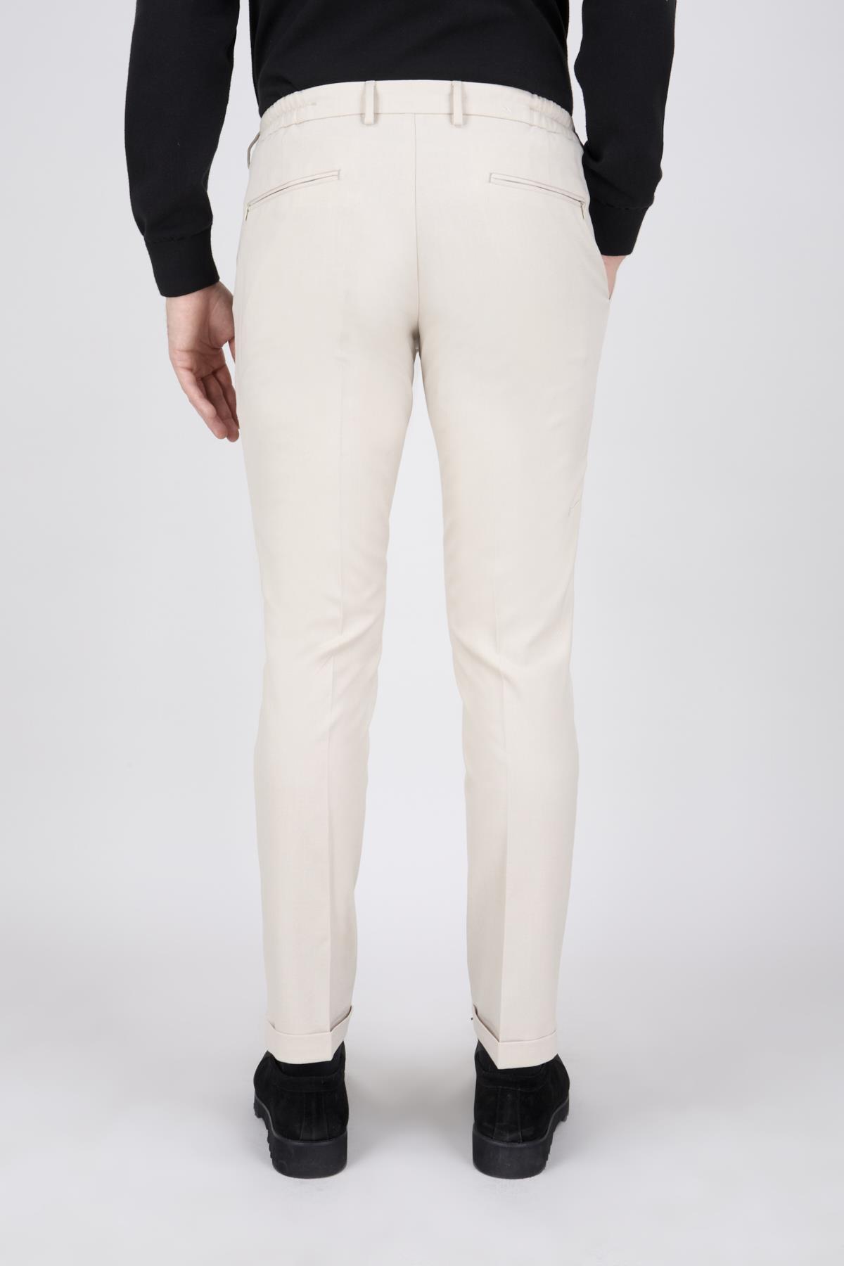 Erkek Bej Bağcıklı Casual Pantolon