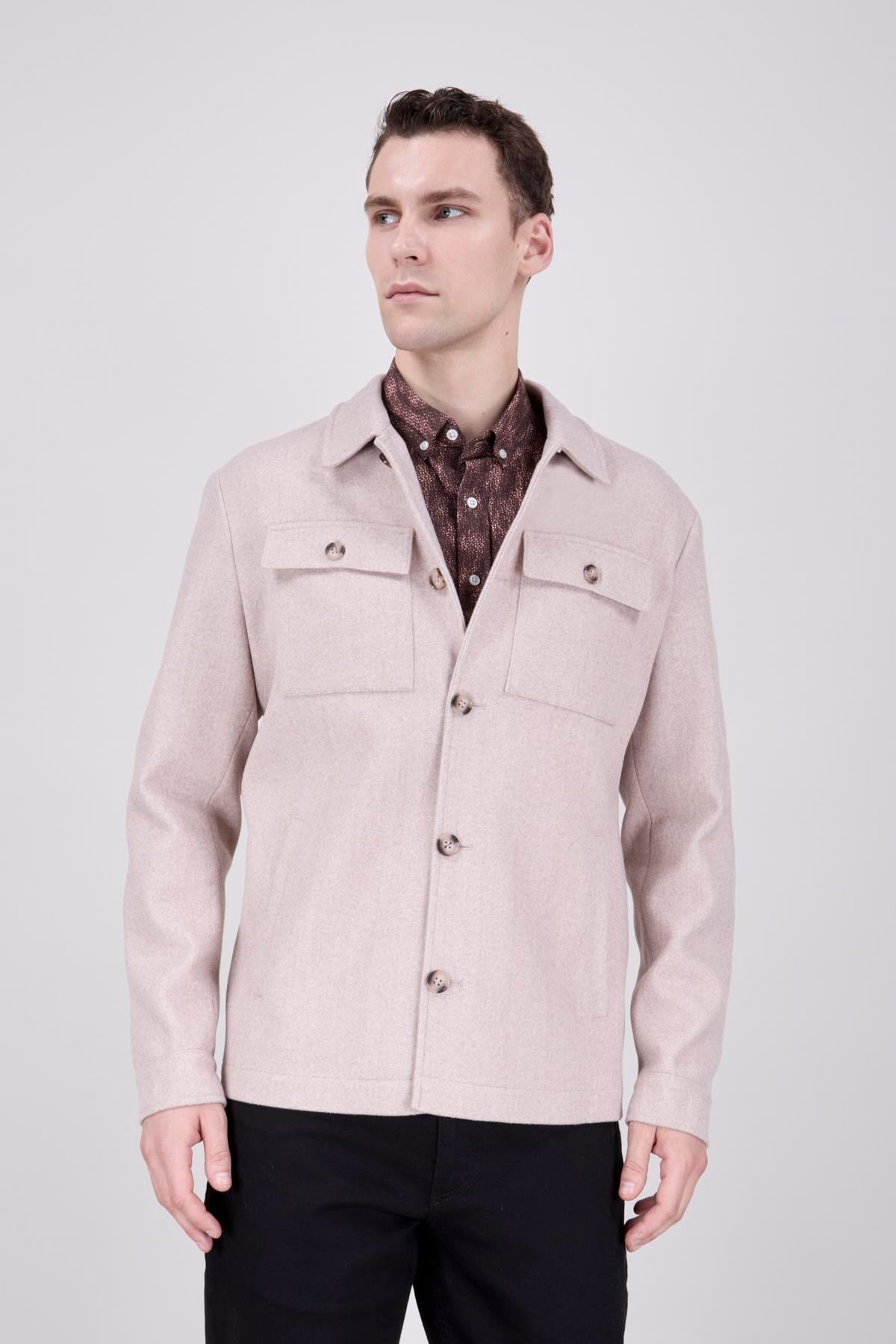 Erkek Bej Bebe Yaka Mont