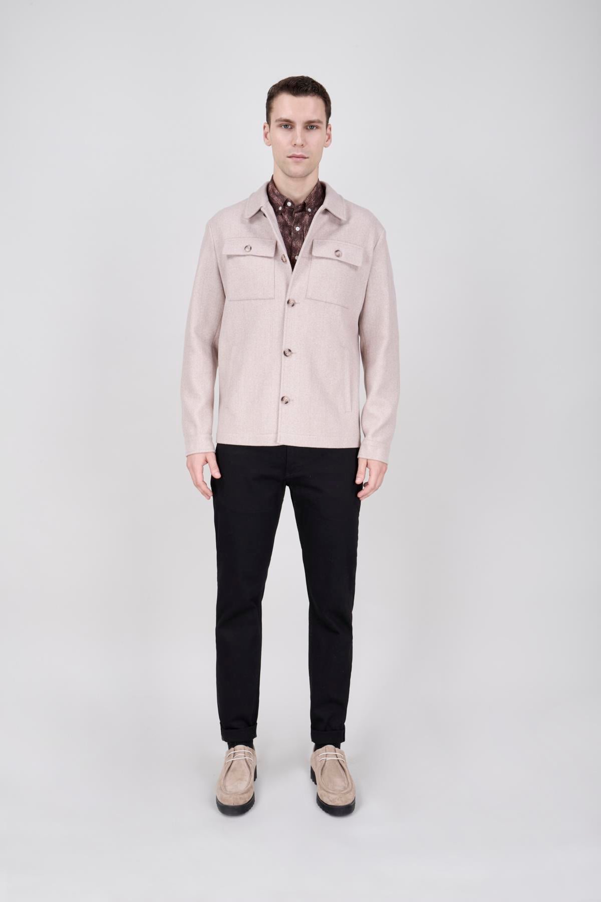 Erkek Bej Bebe Yaka Mont