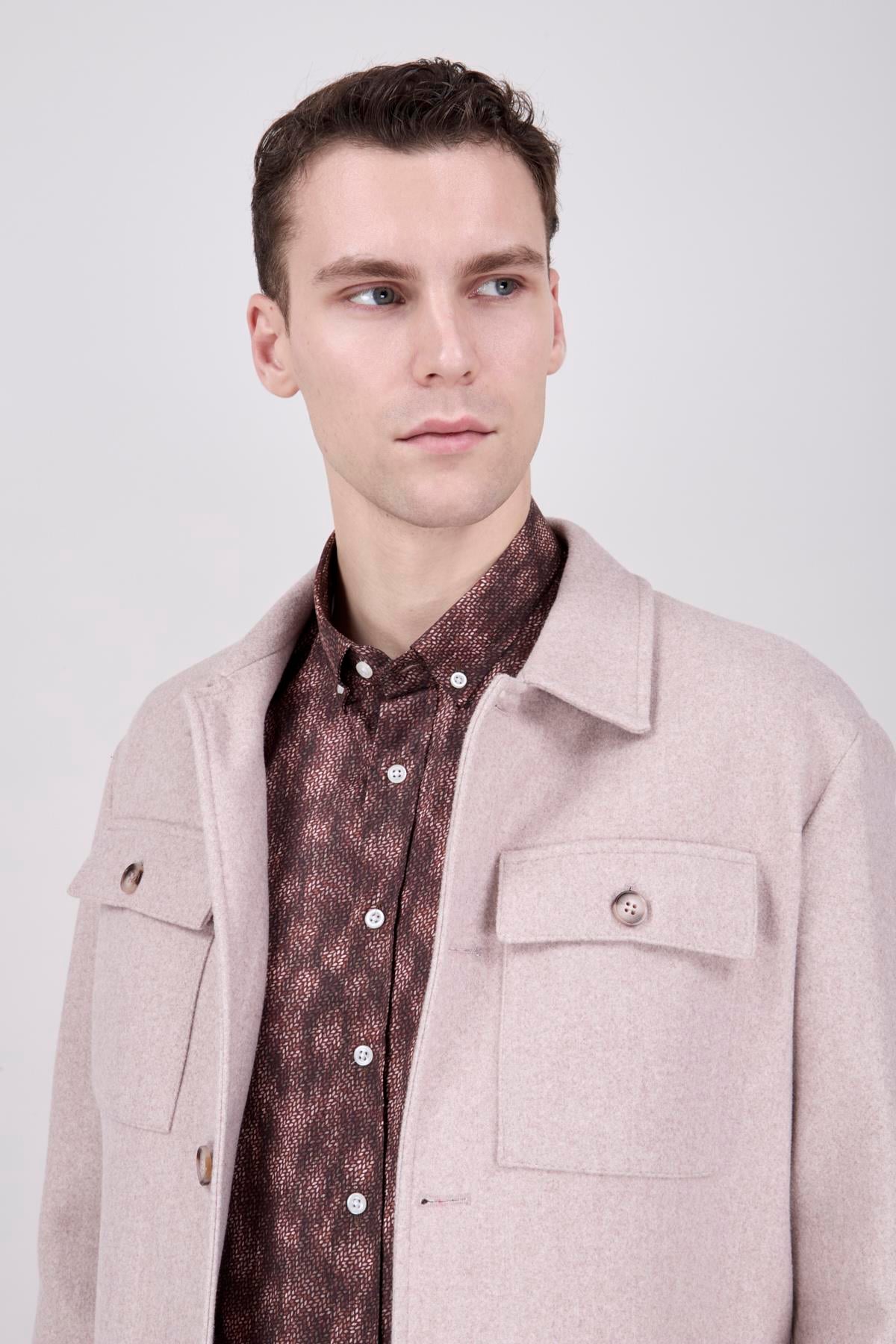 Erkek Bej Bebe Yaka Mont