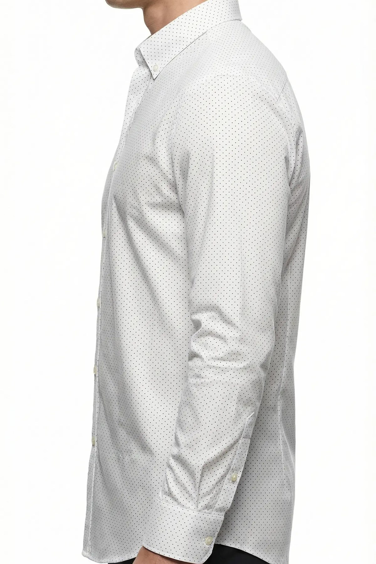 Beyaz Slim Fit 02 Düğmeli Model Uzun Kol 6 Drop Gömlek