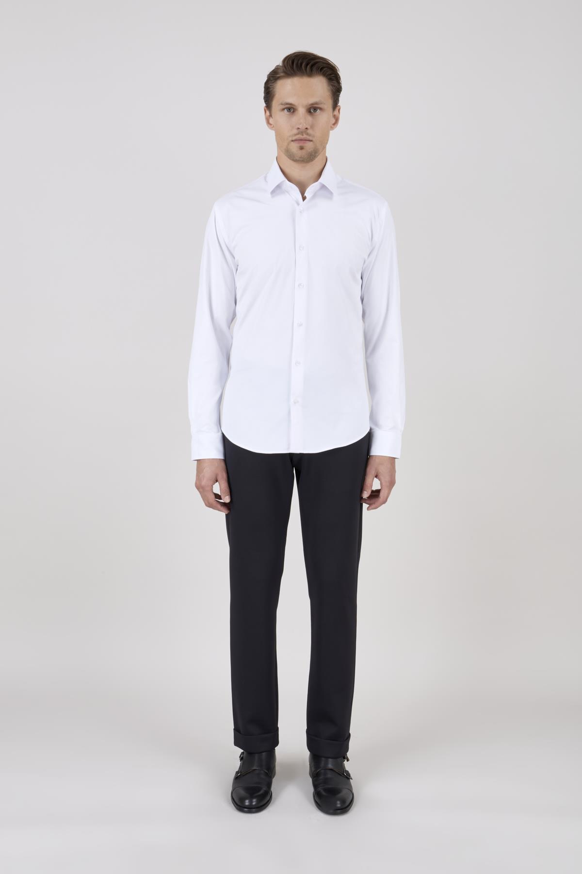 Erkek Slim Fit Beyaz Gömlek