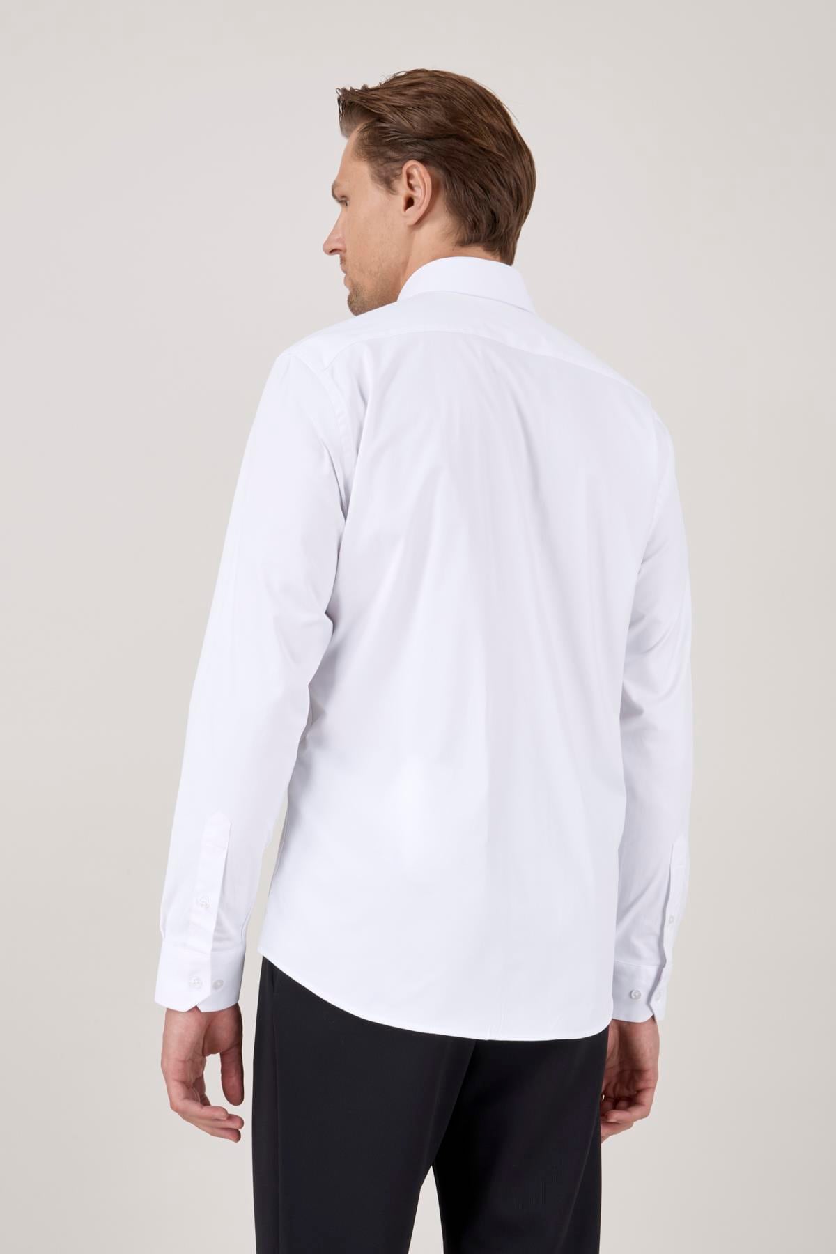 Erkek Slim Fit Beyaz Gömlek