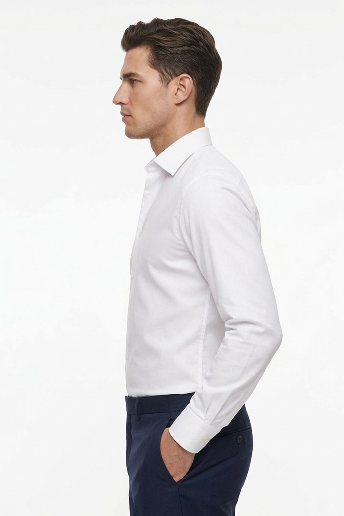 Erkek Slim Fit Beyaz Gömlek
