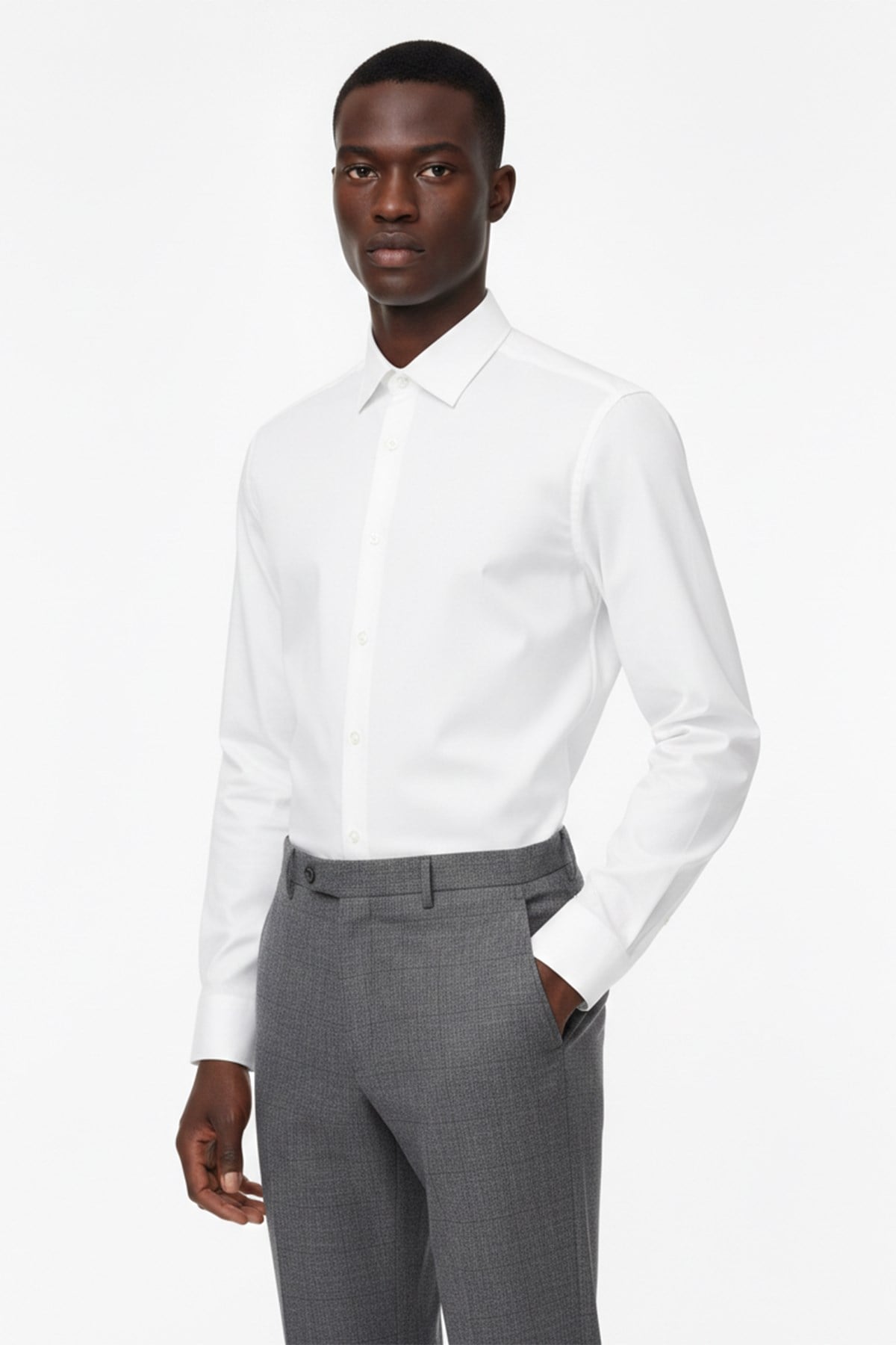 Erkek Slim Fit Beyaz Gömlek