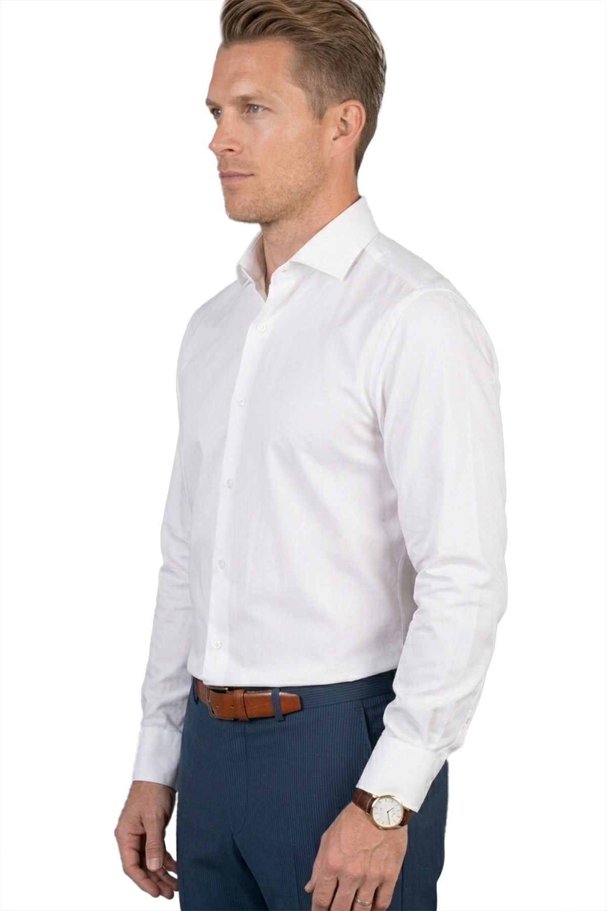 Erkek Slim Fit Beyaz Gömlek