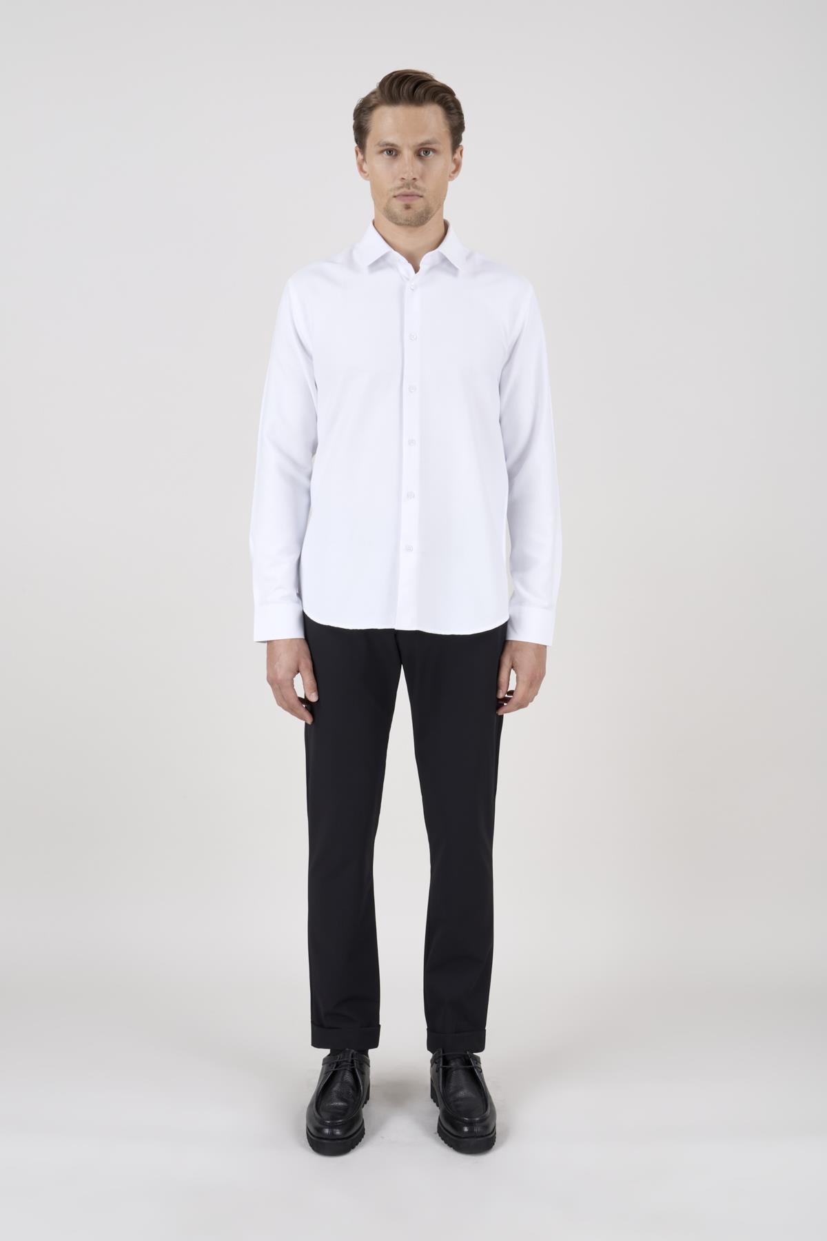 Erkek Slim Fit Beyaz Gömlek