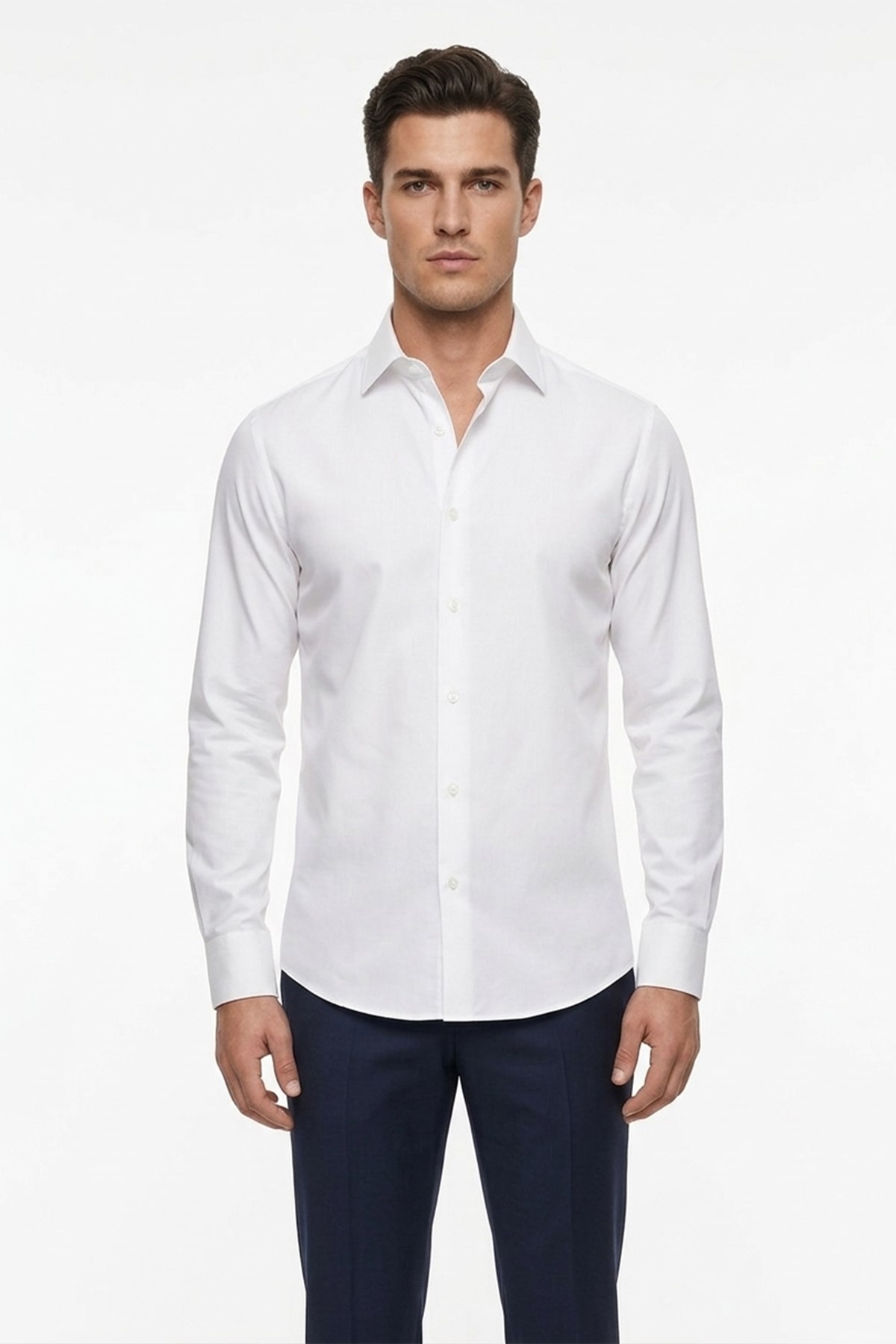 Erkek Slim Fit Beyaz Gömlek