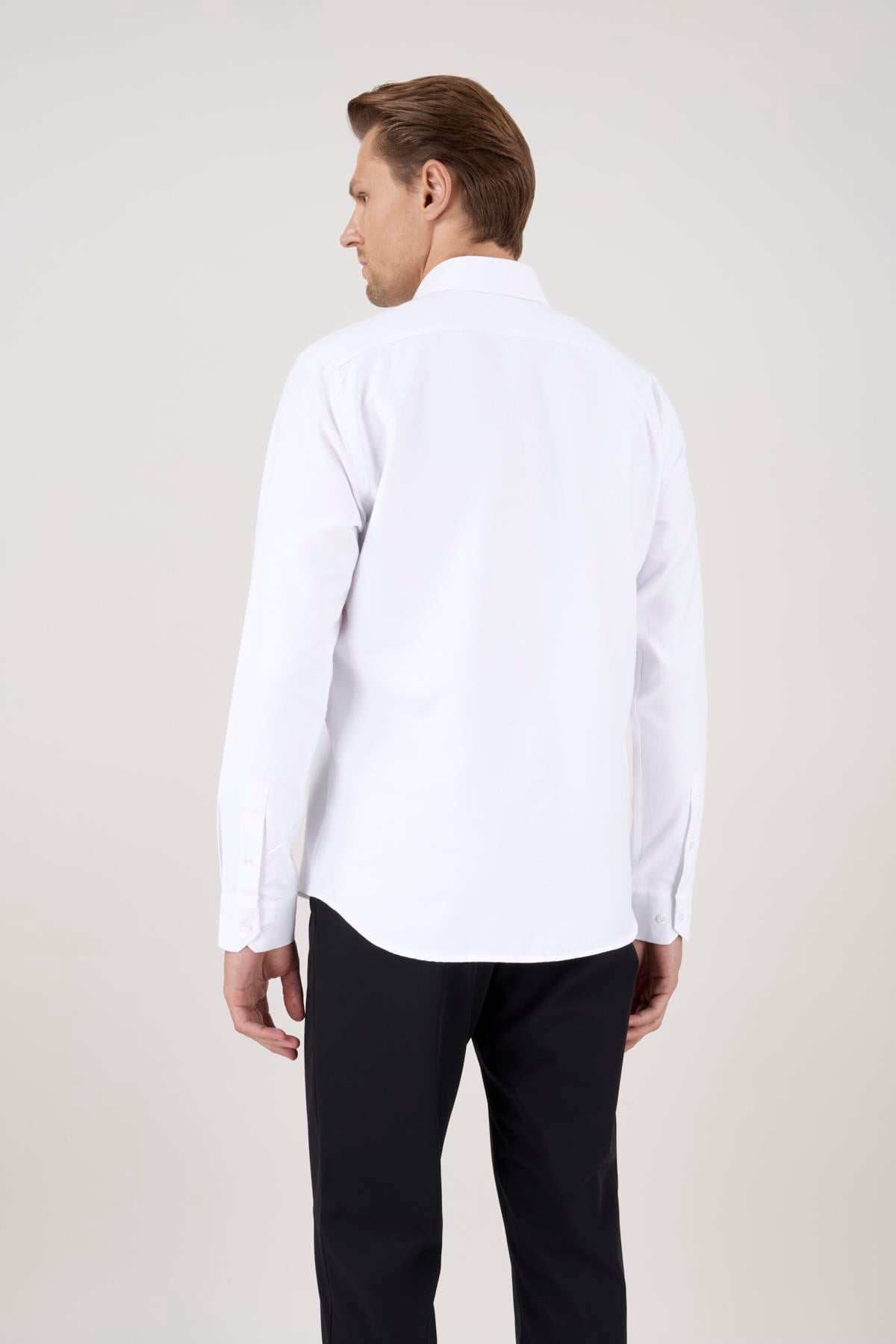 Erkek Slim Fit Beyaz Gömlek