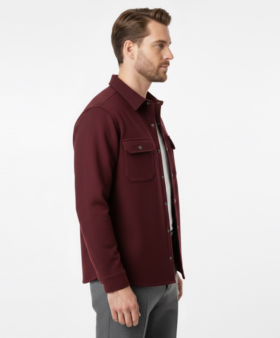 Erkek Regular Fit Bordo Örme Gömlek