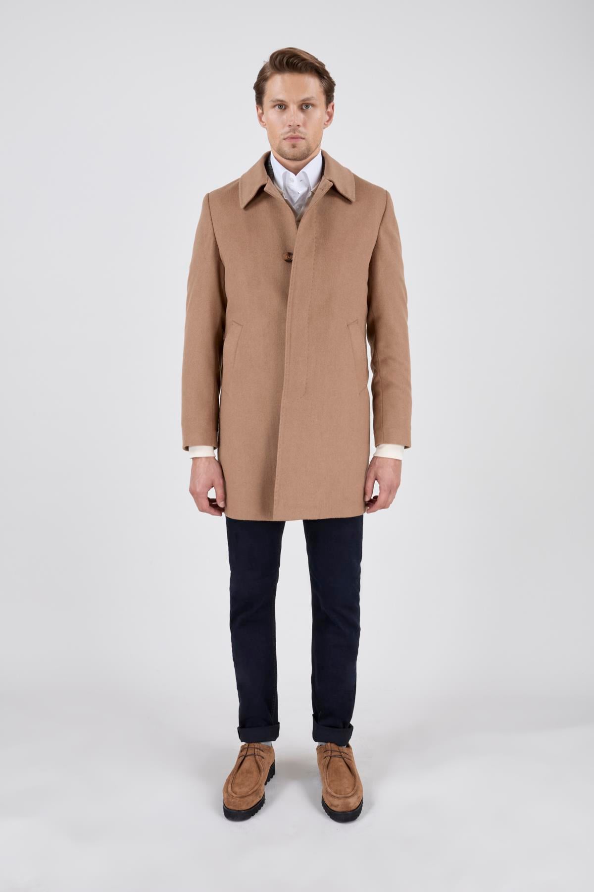 Erkek Camel Kaşe Kaban