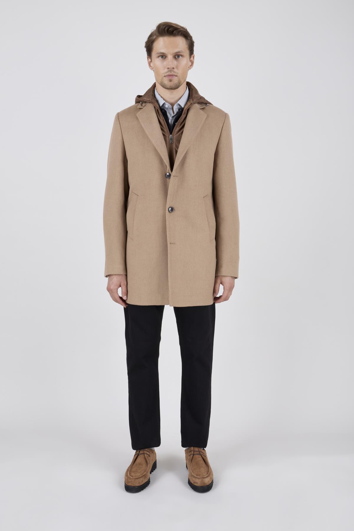 Erkek Camel Kaşe Kaban