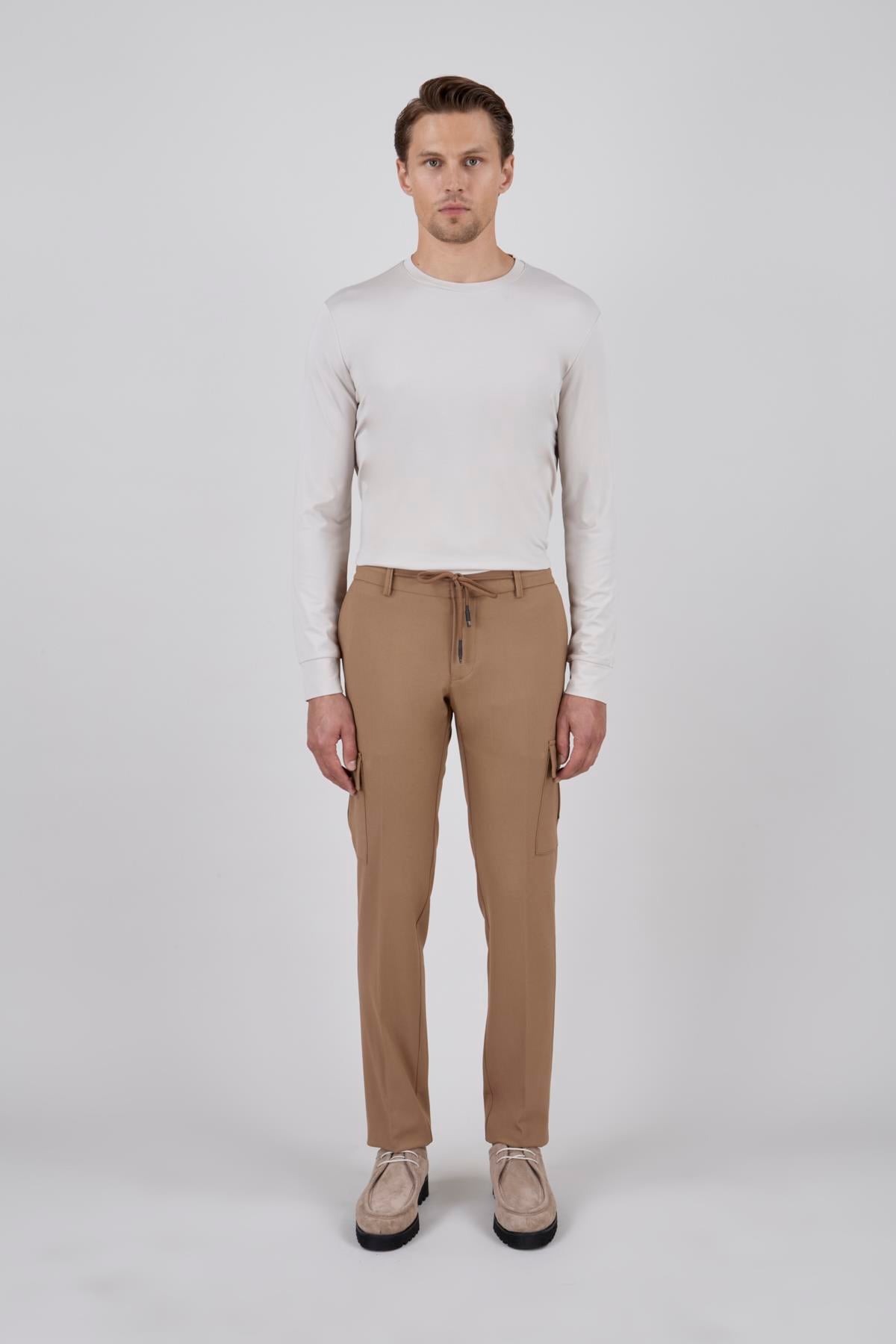 Erkek Camel Kargo Pantolon