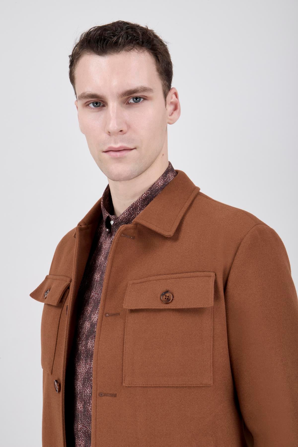 Erkek Camel Bebe Yaka Mont