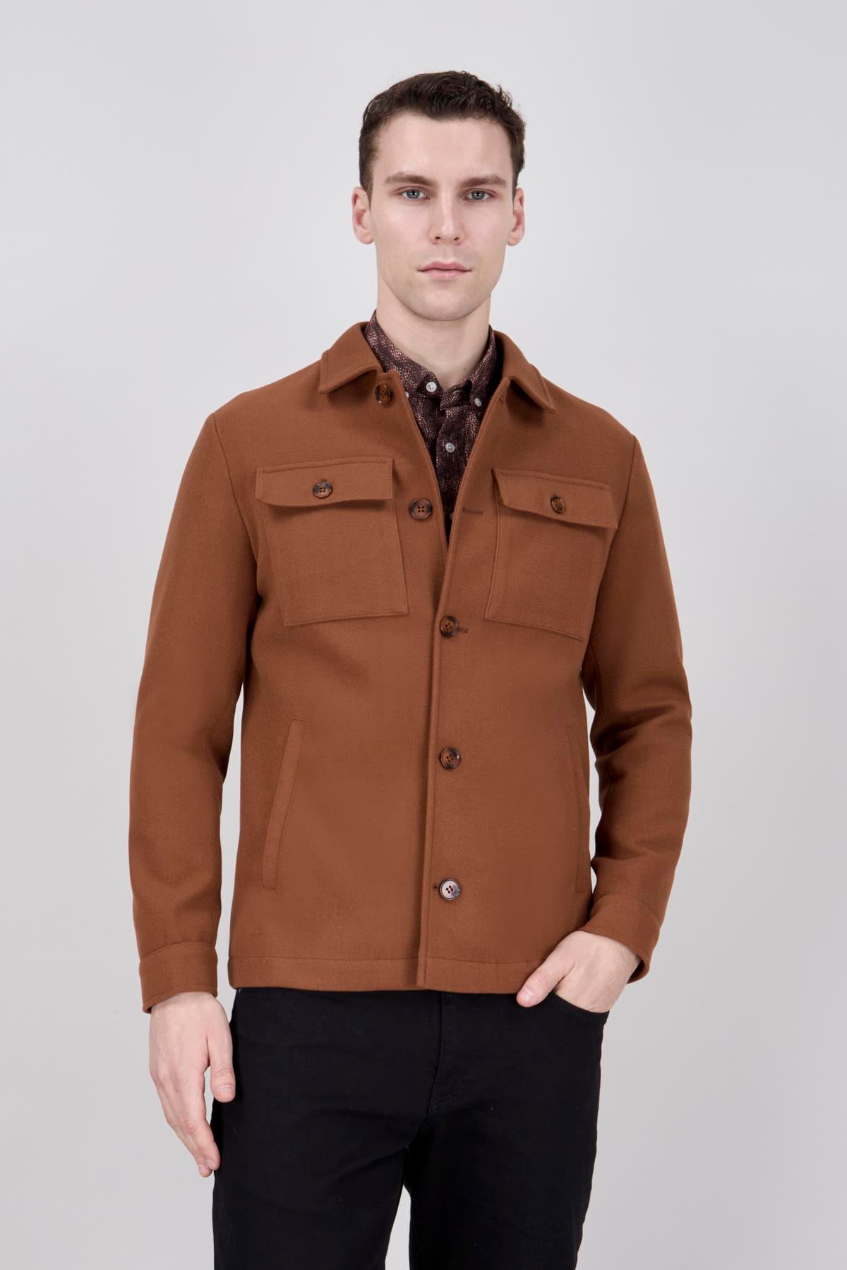 Erkek Camel Bebe Yaka Mont