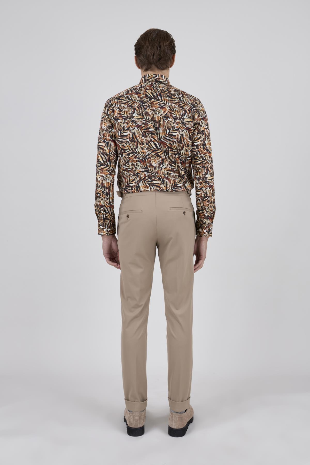 Erkek Camel Renk Slim Fit Spor Pantolon