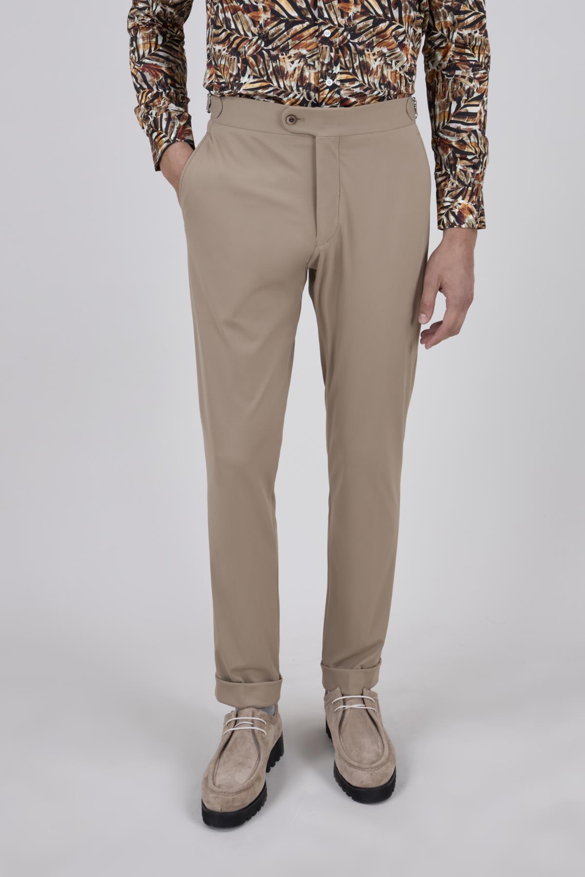 Erkek Camel Renk Slim Fit Spor Pantolon