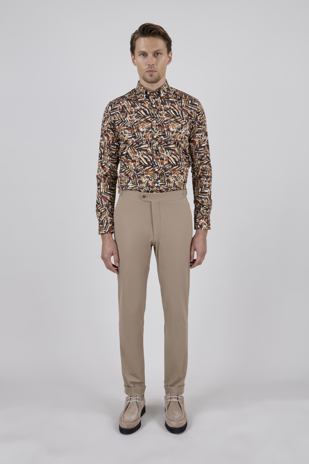Erkek Camel Renk Slim Fit Spor Pantolon