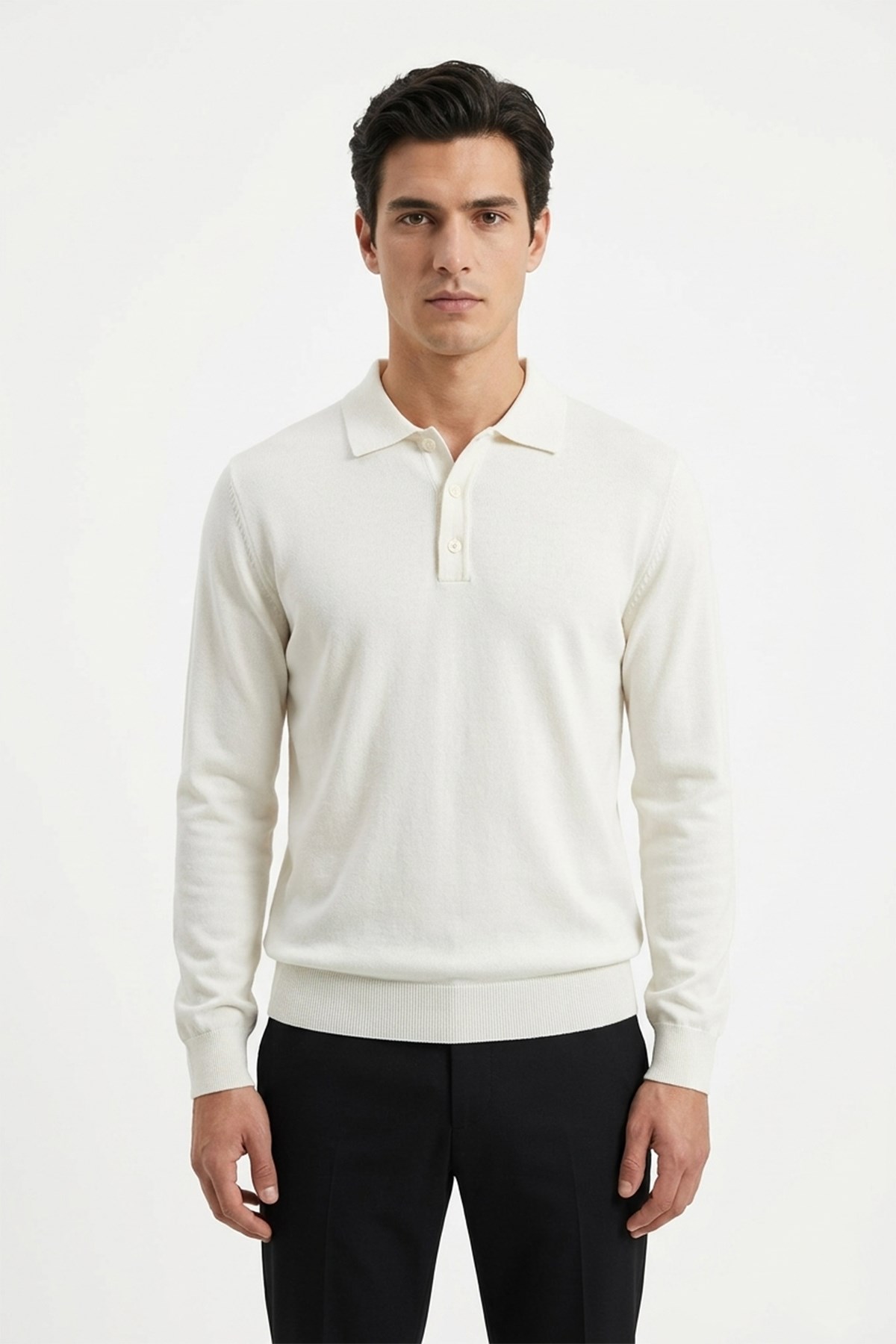 Erkek Ekru Polo Yaka Triko