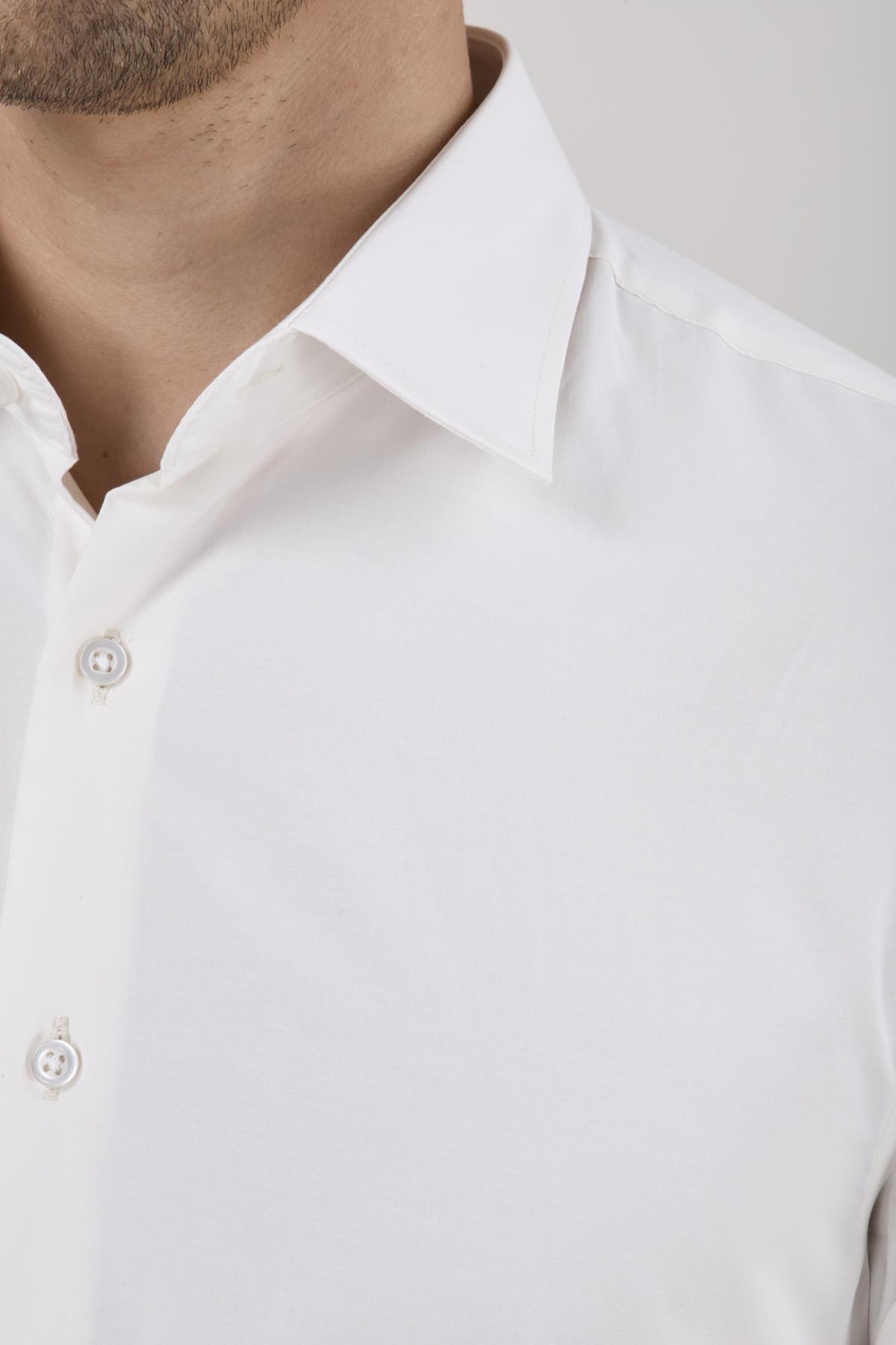 Erkek Slim Fit Ekru Gömlek