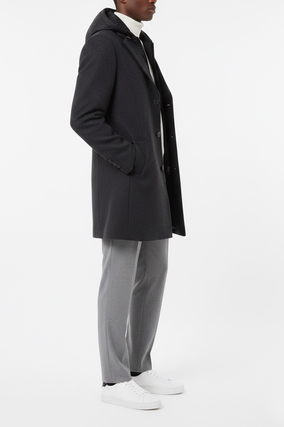 Erkek Antrasit Kaşe Kaban