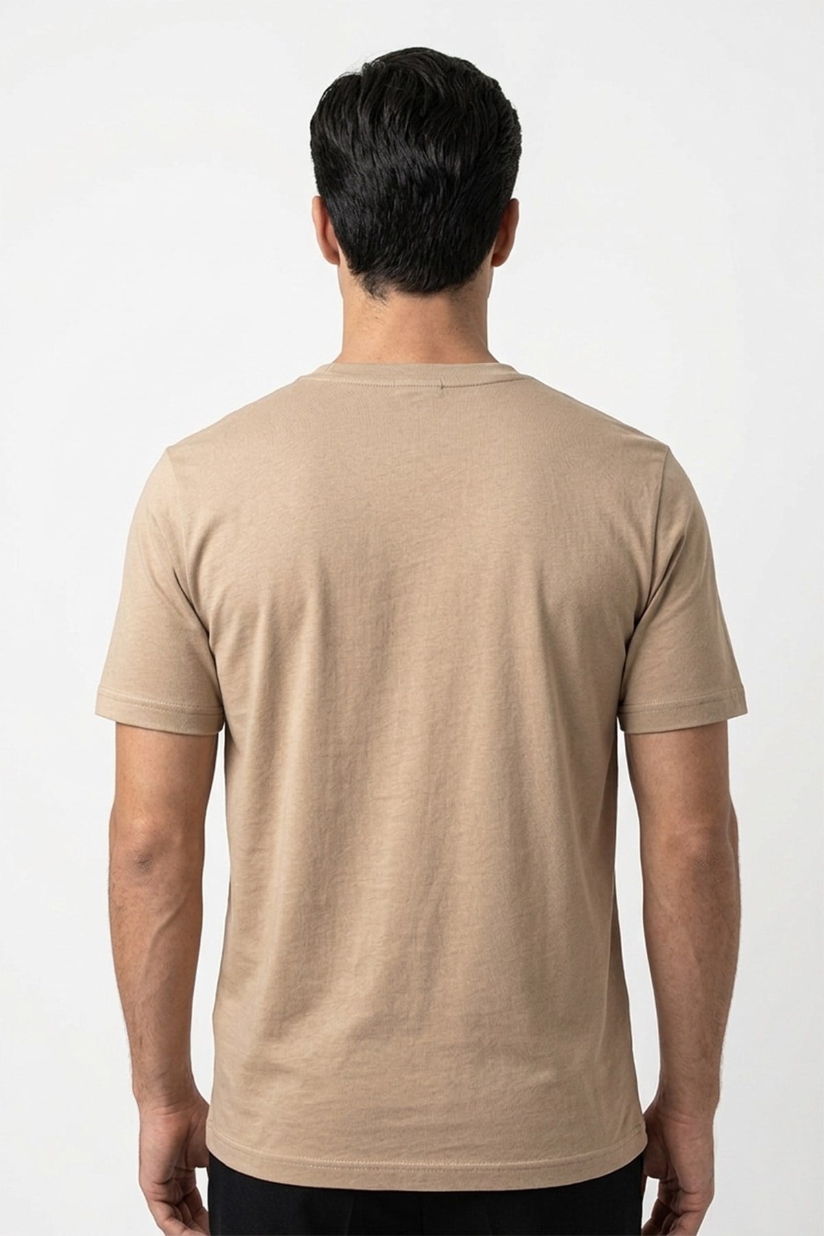 Erkek Bisiklet Yaka Camel Tişört
