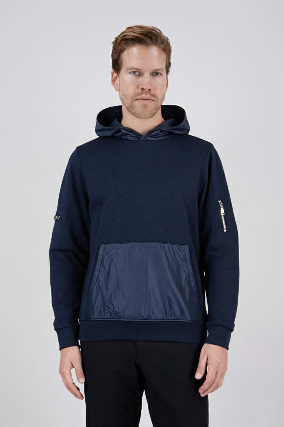 Erkek Lacivert Kapüşonlu Sweatshırt