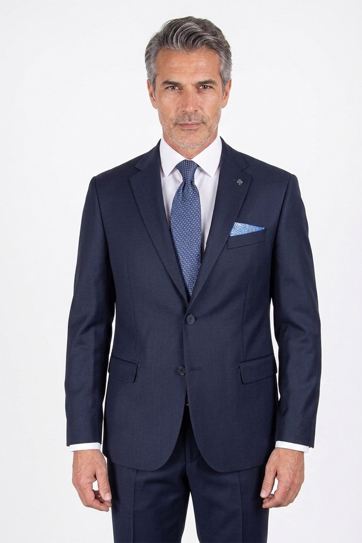 Erkek Regular Fit Mono Yaka Lacivert 4 Drop Takım Elbise