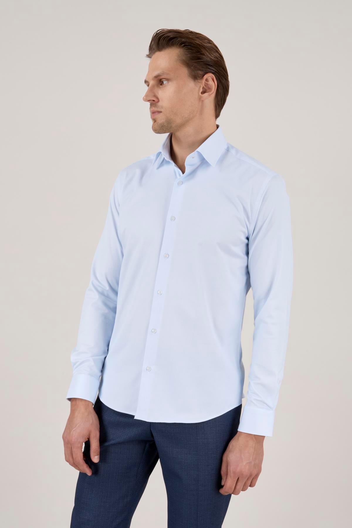 Erkek Slim Fit Açık Mavi Gömlek