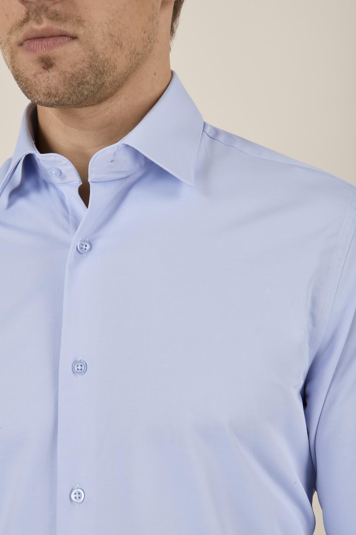 Erkek Slim Fit Açık Mavi Gömlek