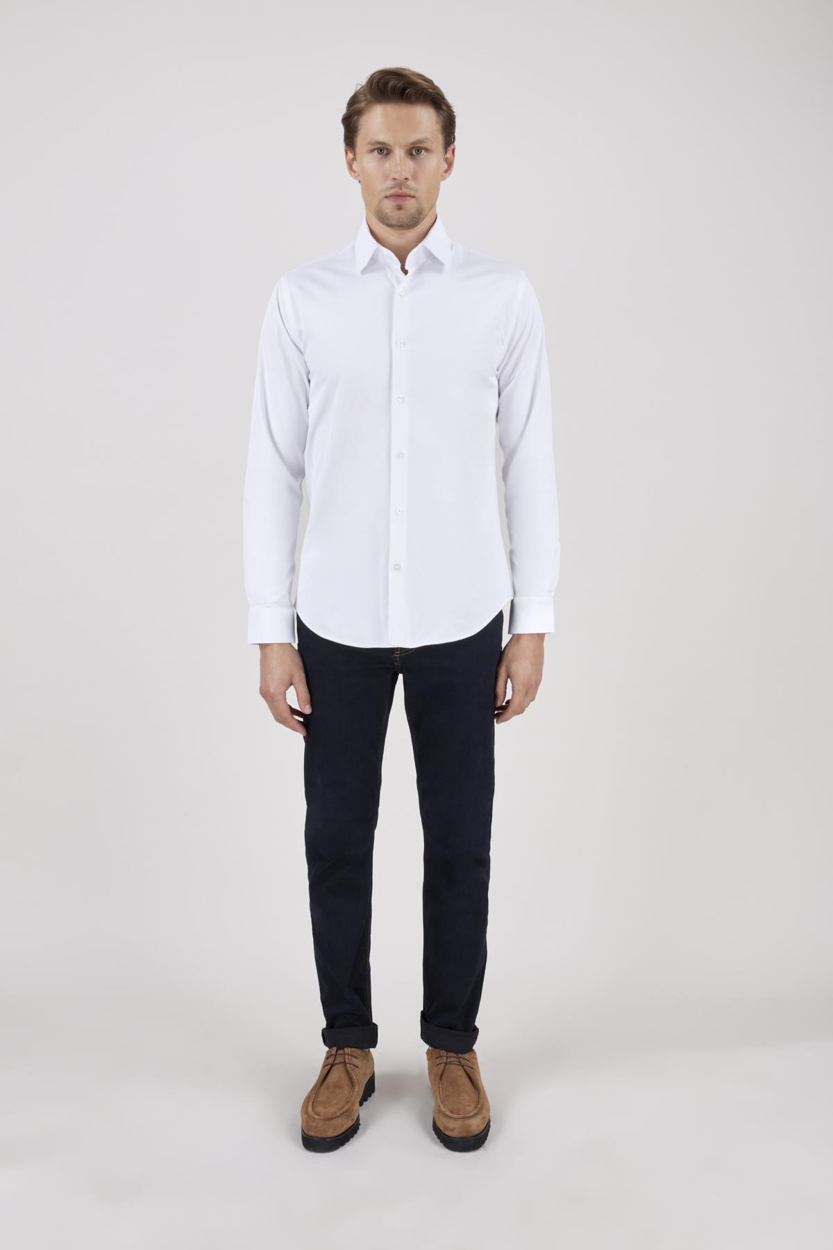 Erkek Slim Fit Beyaz Gömlek