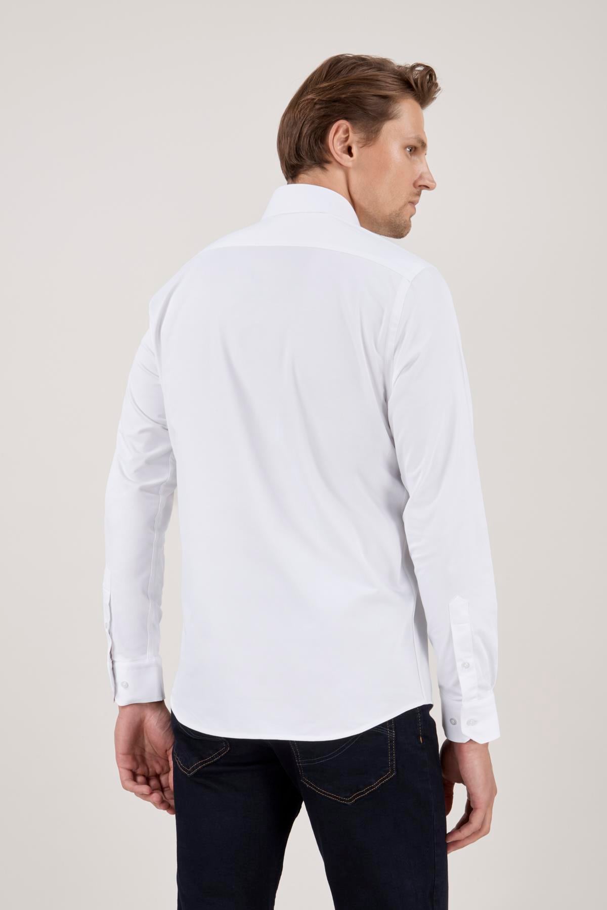 Erkek Slim Fit Beyaz Gömlek